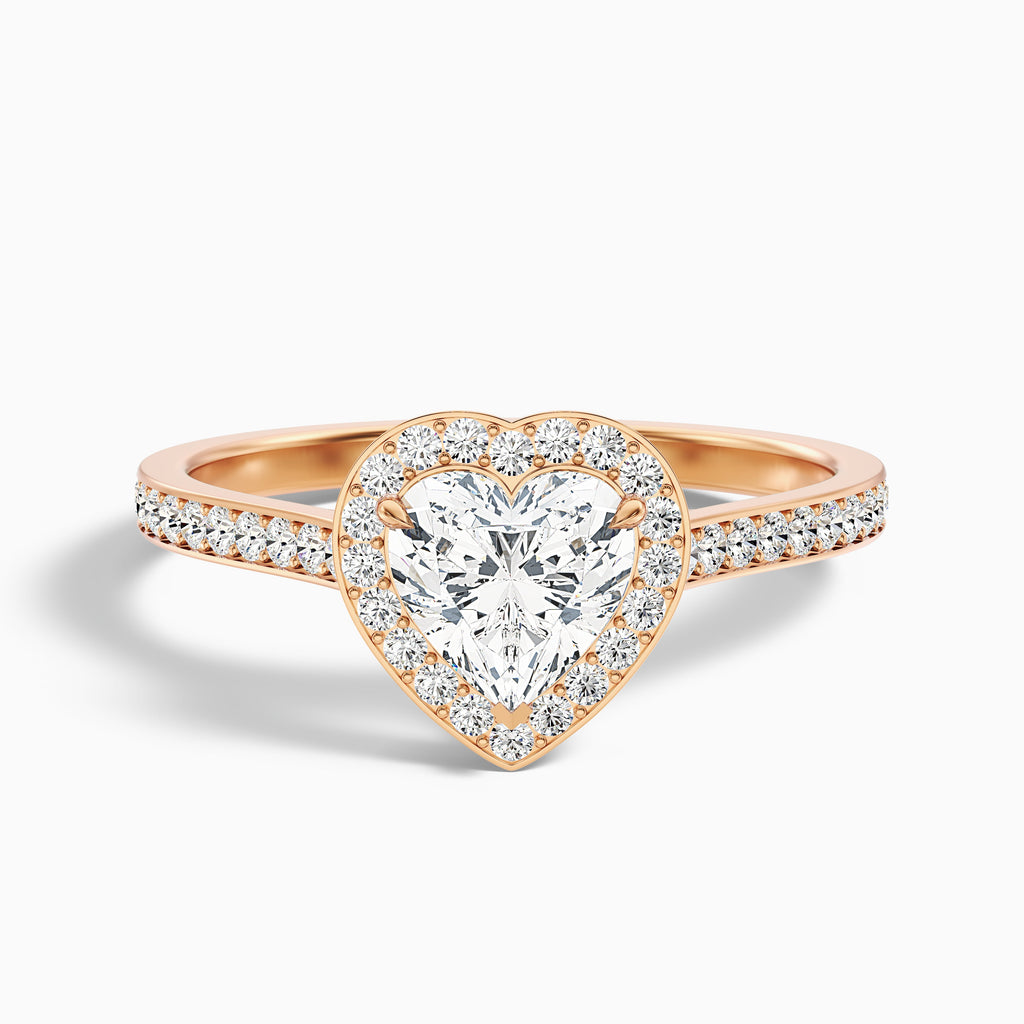 Kira 5 Carat Heart Shaped Halo Pave Moissanite Engagement Ring in 10k White Gold