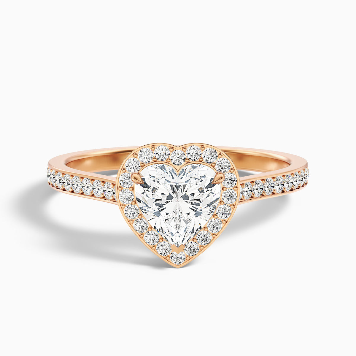 Kira 5 Carat Heart Shaped Halo Pave Moissanite Engagement Ring in Platinum