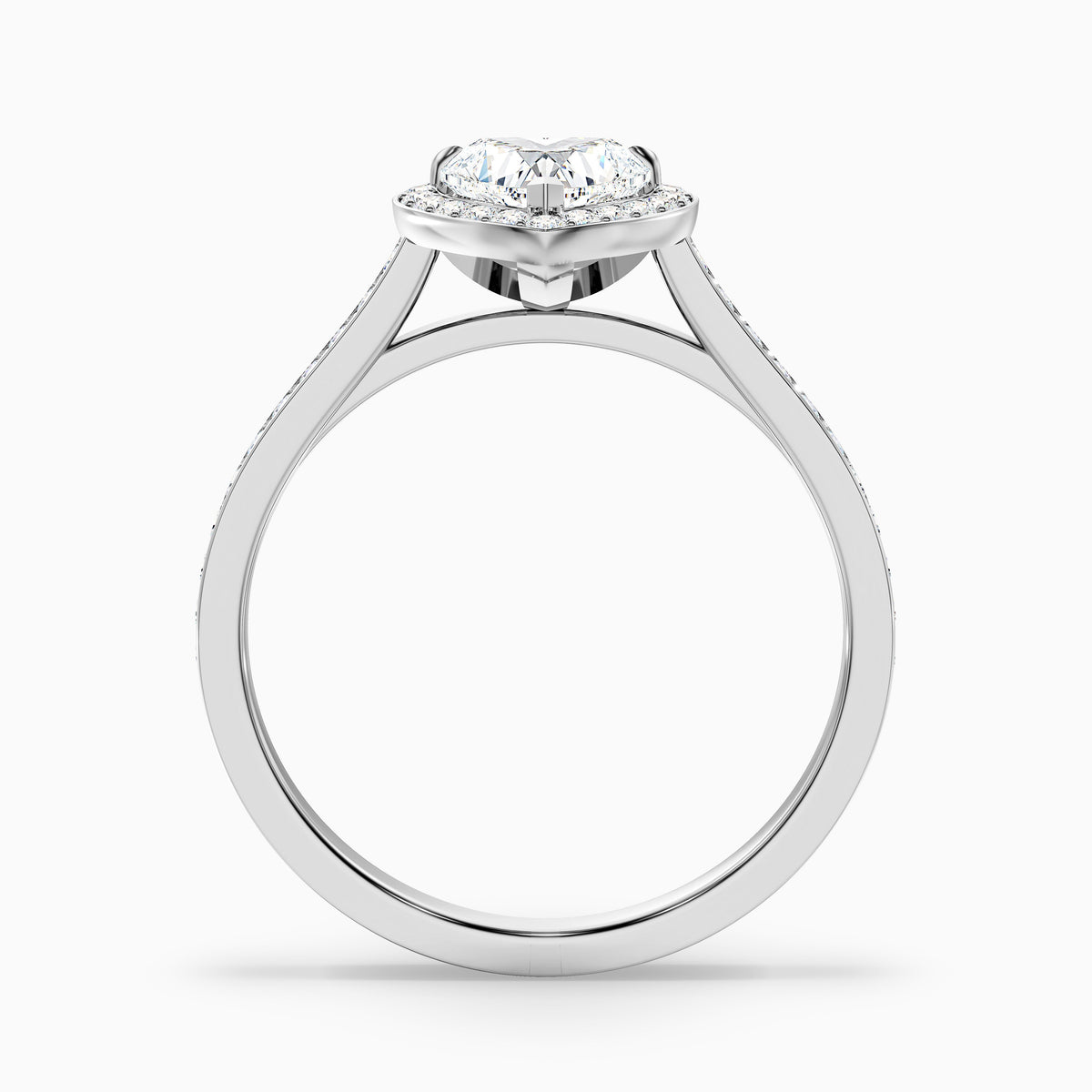 Kira 5 Carat Heart Shaped Halo Pave Moissanite Engagement Ring in 10k Rose Gold