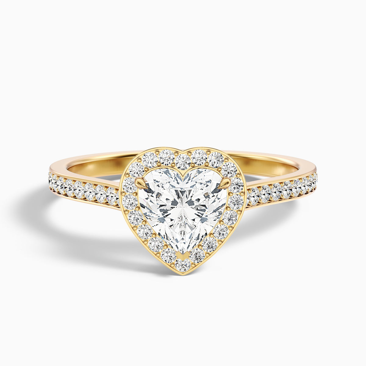 Kira 2.5 Carat Heart Shaped Halo Pave Moissanite Engagement Ring in 10k Rose Gold
