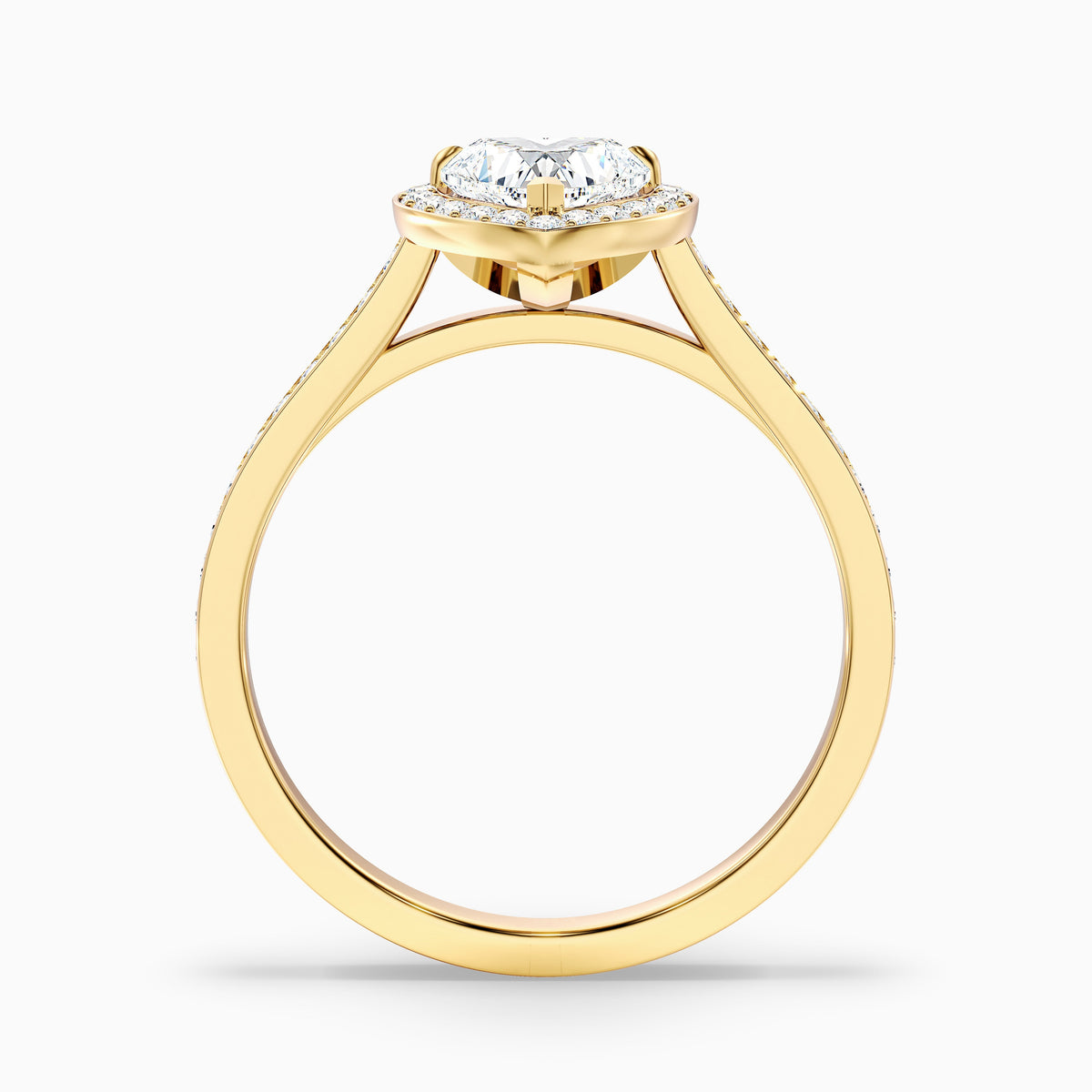 Kira 4.5 Carat Heart Shaped Halo Pave Moissanite Engagement Ring in 18k Rose Gold