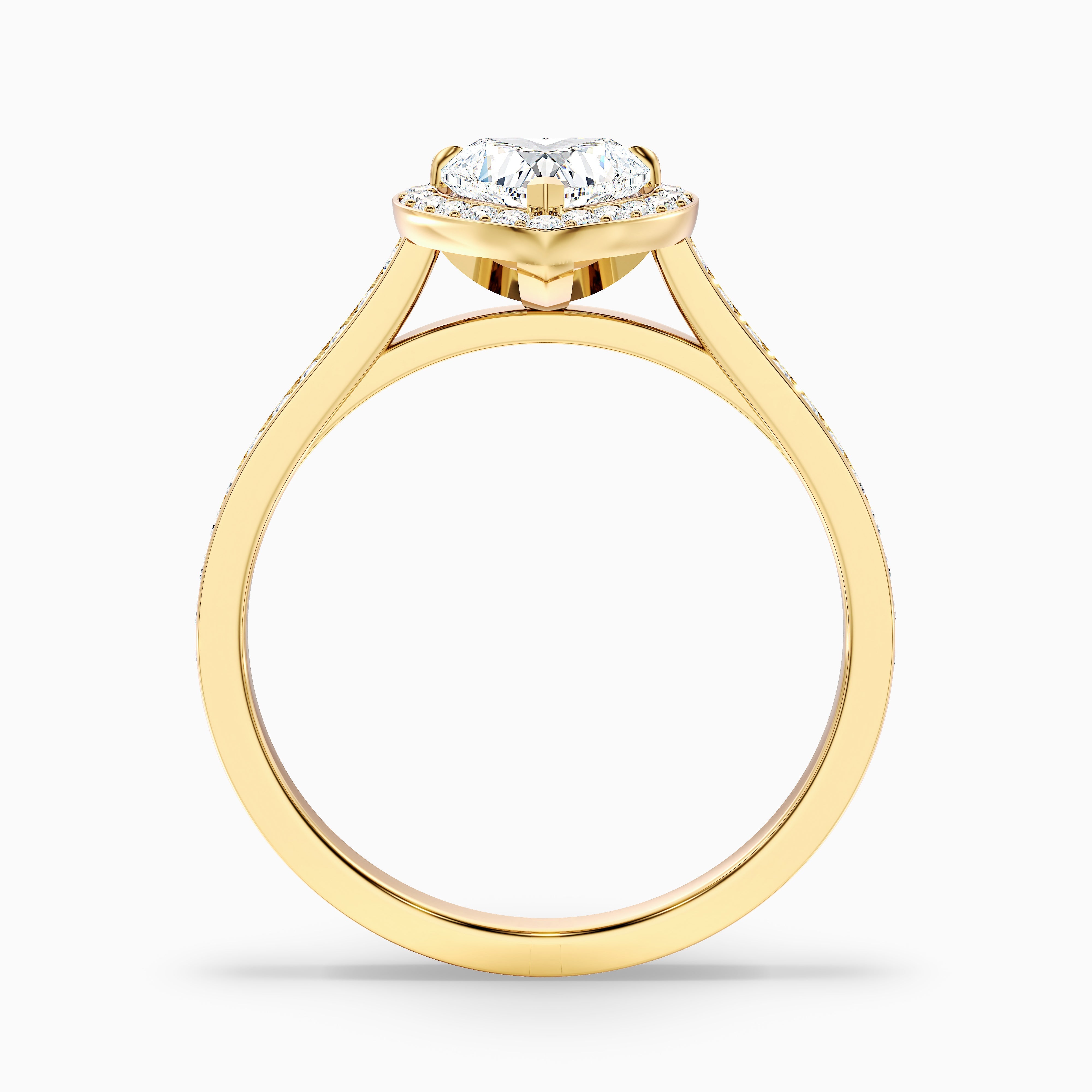 Kira 5.5 Carat Heart Shaped Halo Pave Moissanite Engagement Ring in 14k Yellow Gold