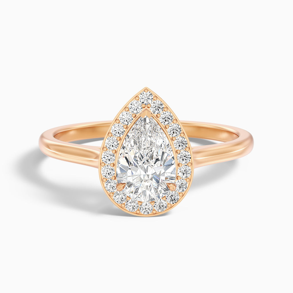 Siya 4.5 Carat Pear Halo Moissanite Engagement Ring in 14k White Gold