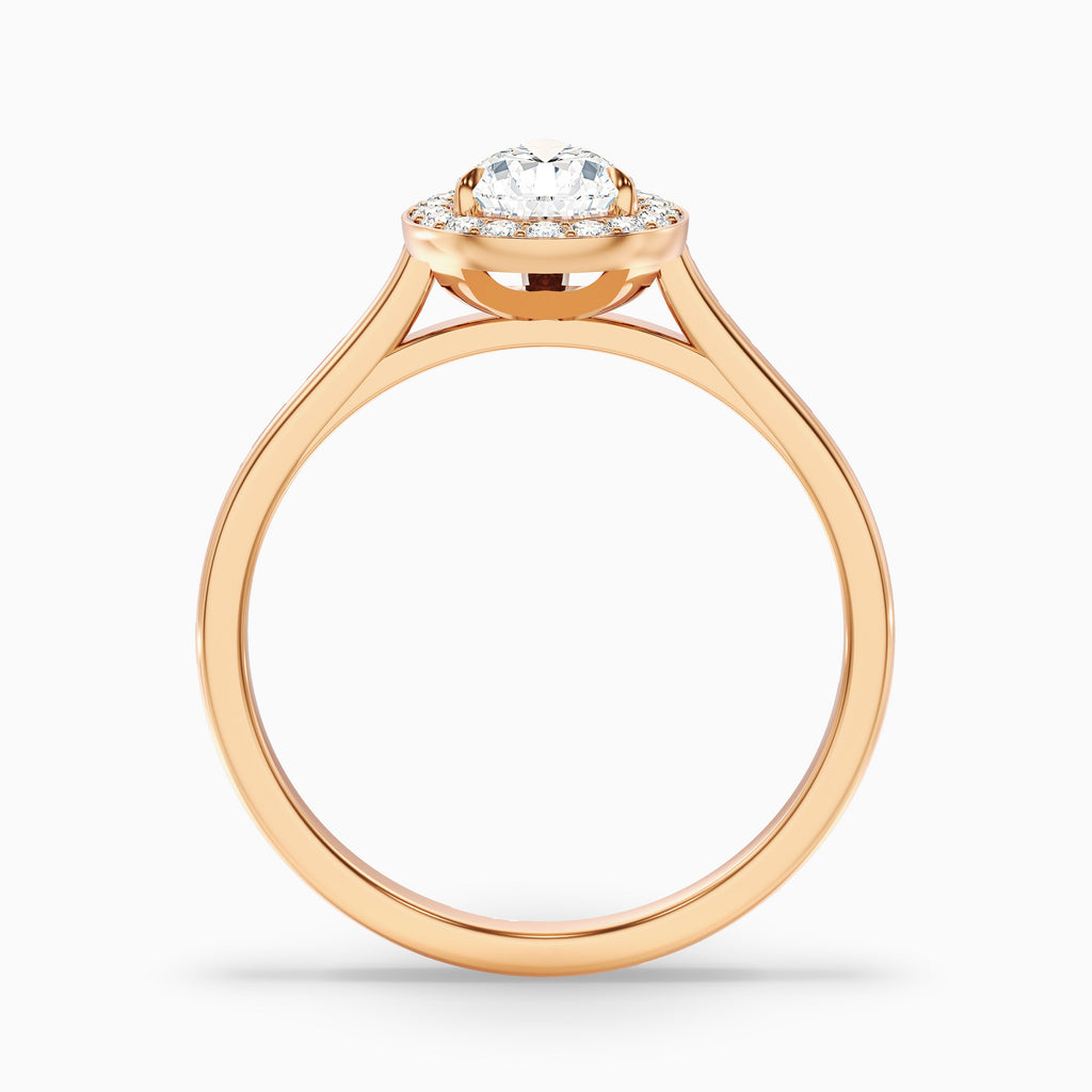 Siya 2.5 Carat Pear Halo Moissanite Engagement Ring in 14k Yellow Gold
