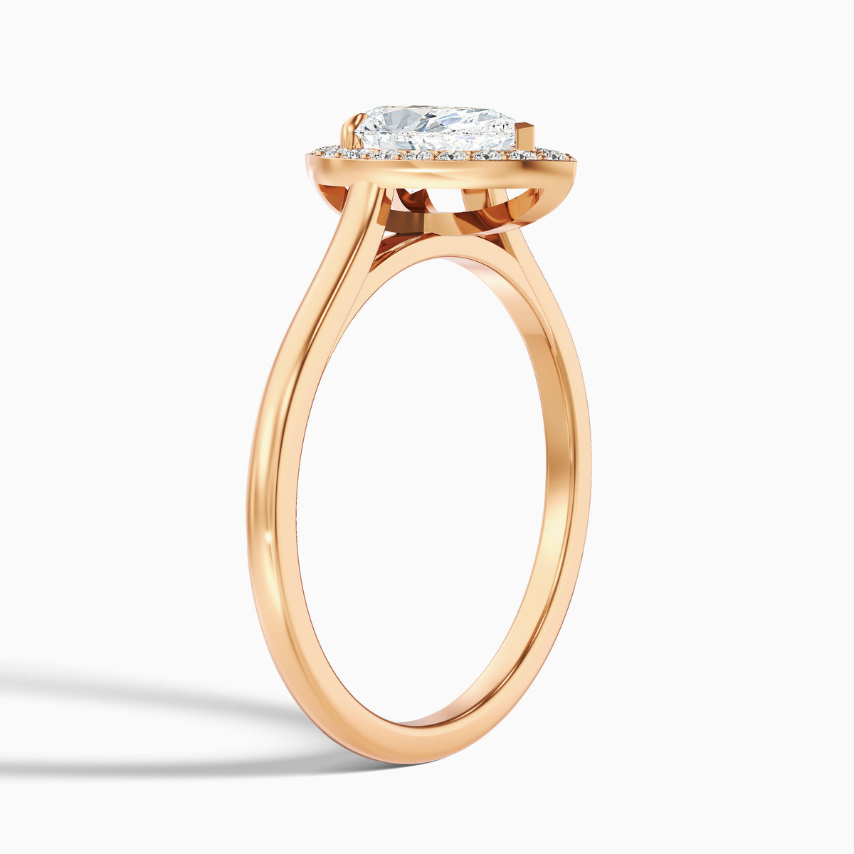 Siya 4 Carat Pear Halo Moissanite Engagement Ring in 18k Yellow Gold