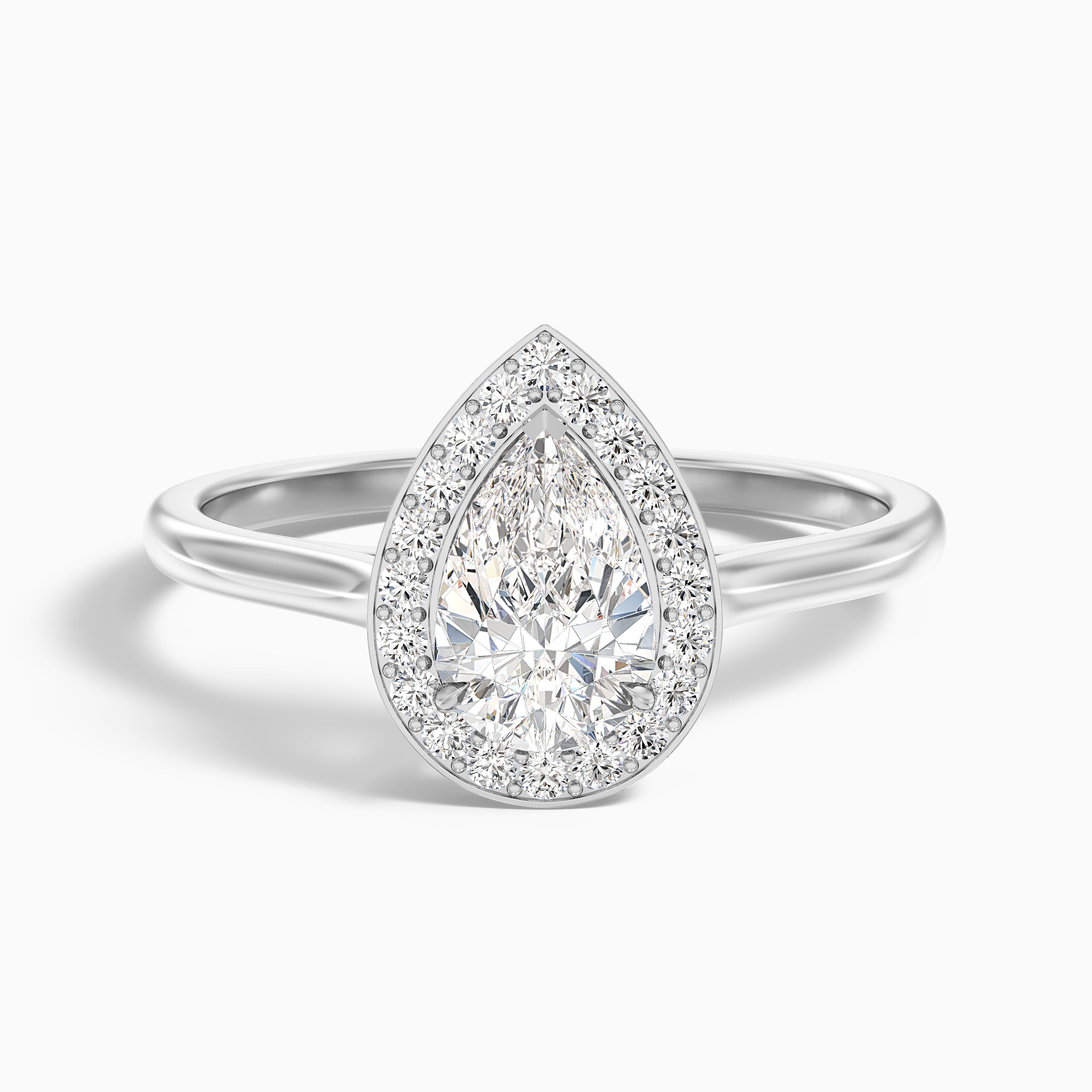 Siya 2 Carat Pear Halo Moissanite Engagement Ring in 10k Rose Gold