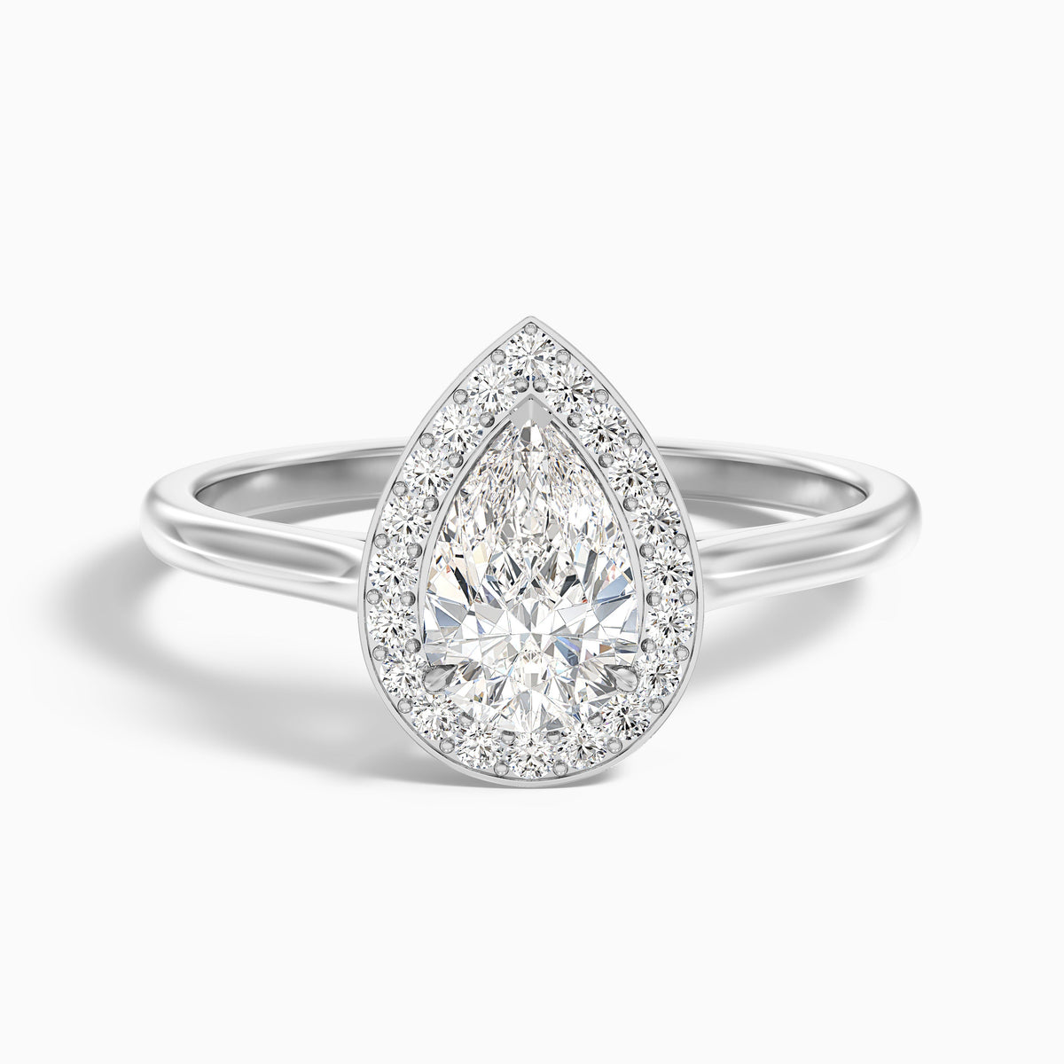 Siya 2.5 Carat Pear Halo Moissanite Engagement Ring in 10k Rose Gold