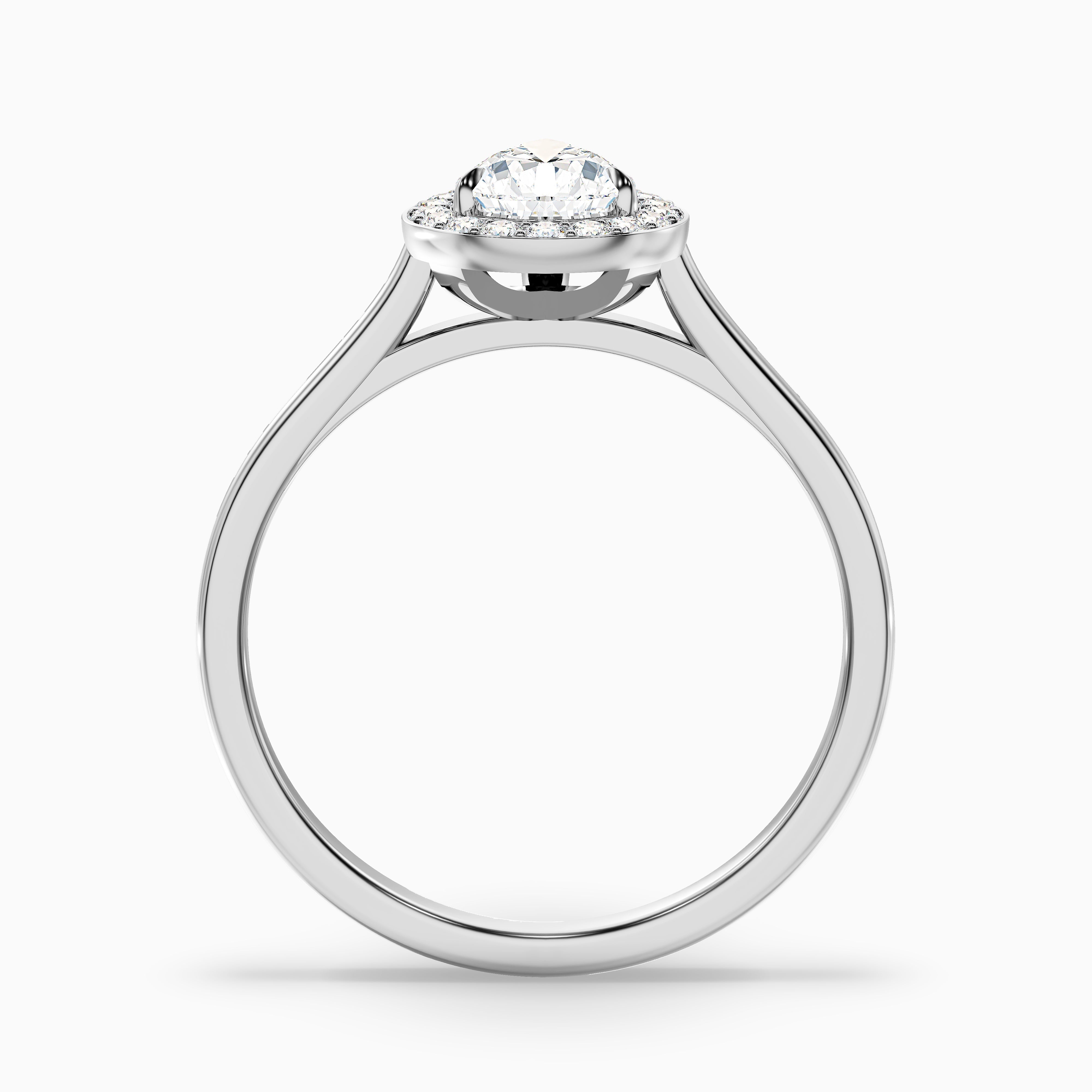 Siya 3.5 Carat Pear Halo Moissanite Engagement Ring in 14k White Gold