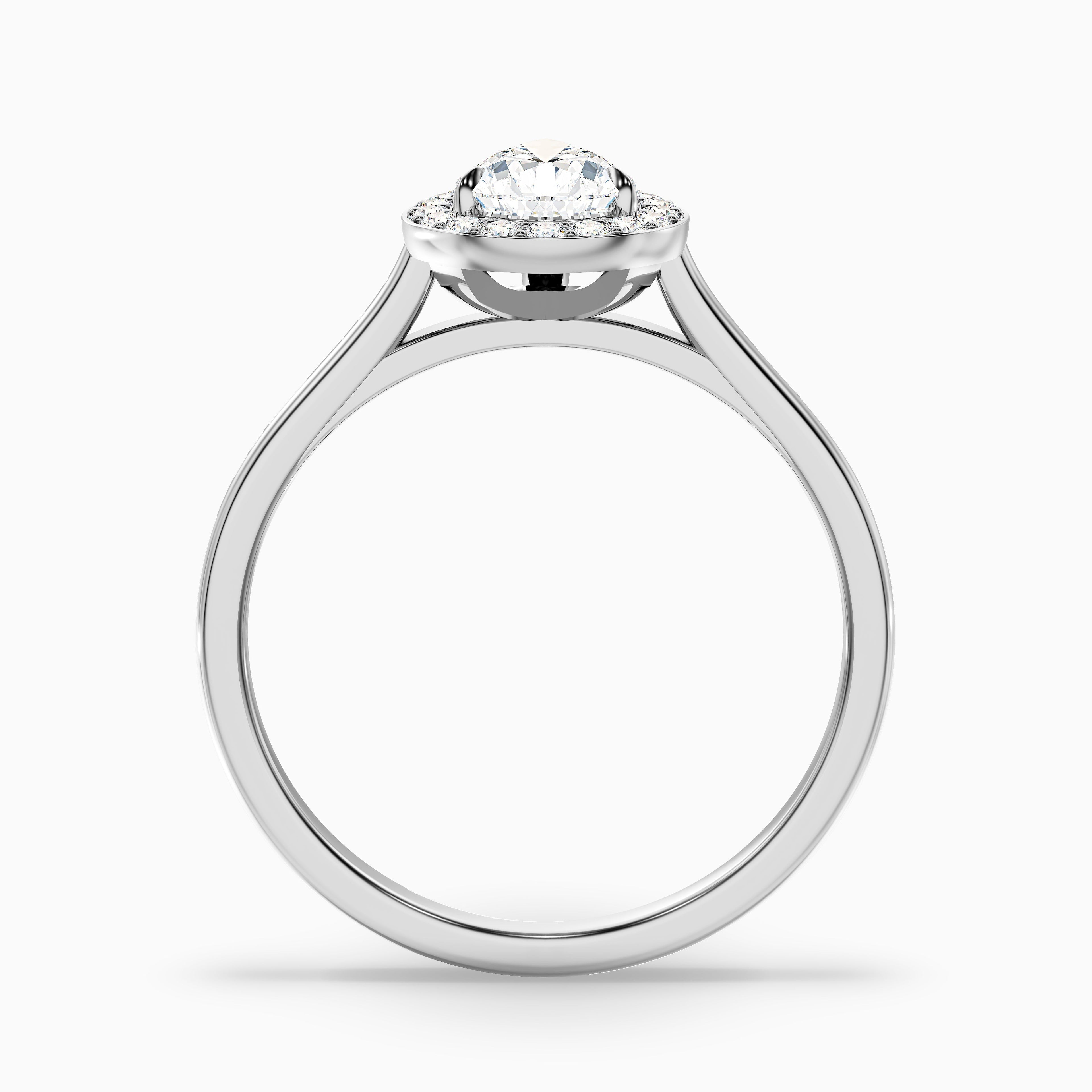 Siya 3.5 Carat Pear Halo Moissanite Engagement Ring in Platinum