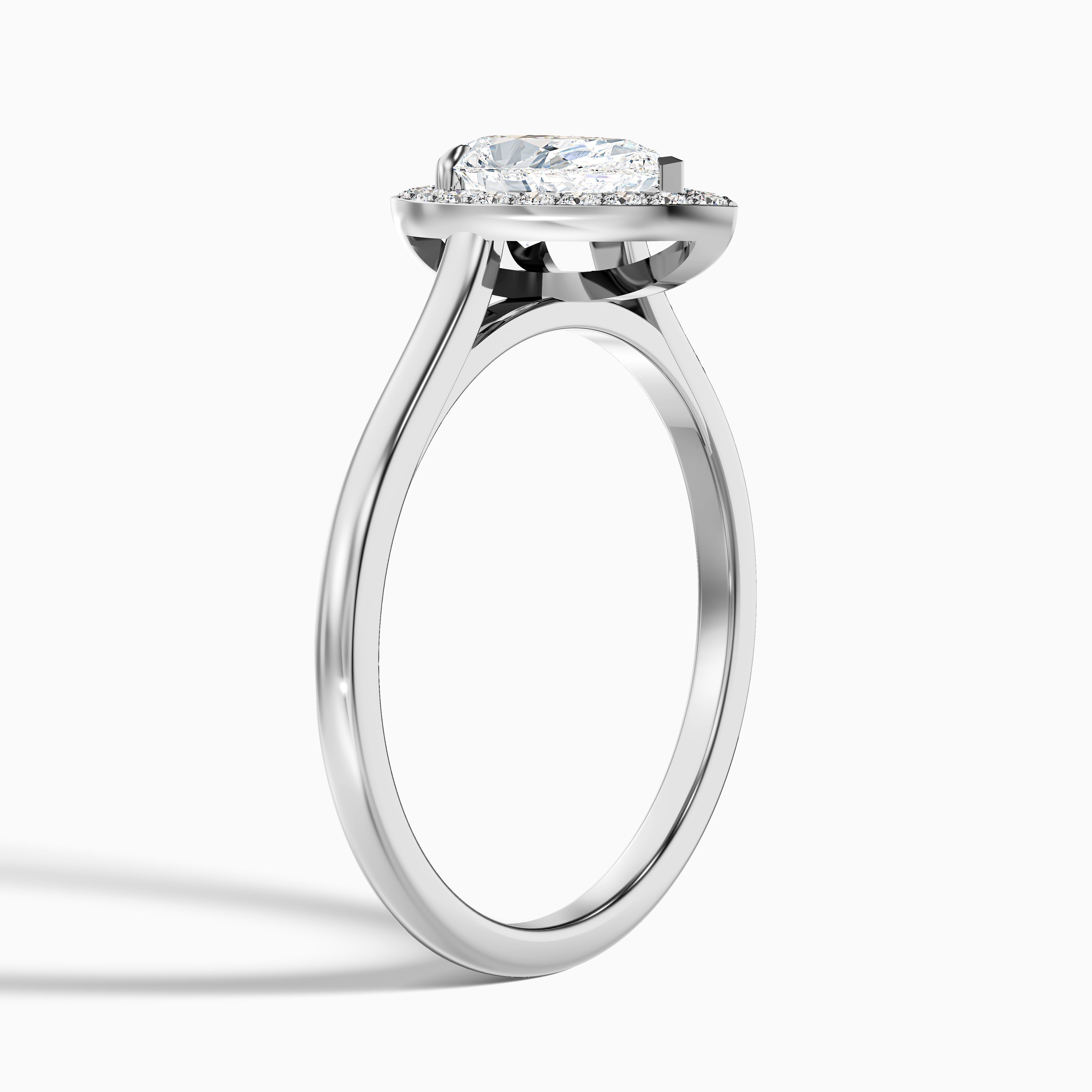 Siya 3.5 Carat Pear Halo Moissanite Engagement Ring in Platinum