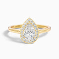 Siya 2 Carat Pear Halo Moissanite Engagement Ring in 18k Yellow Gold