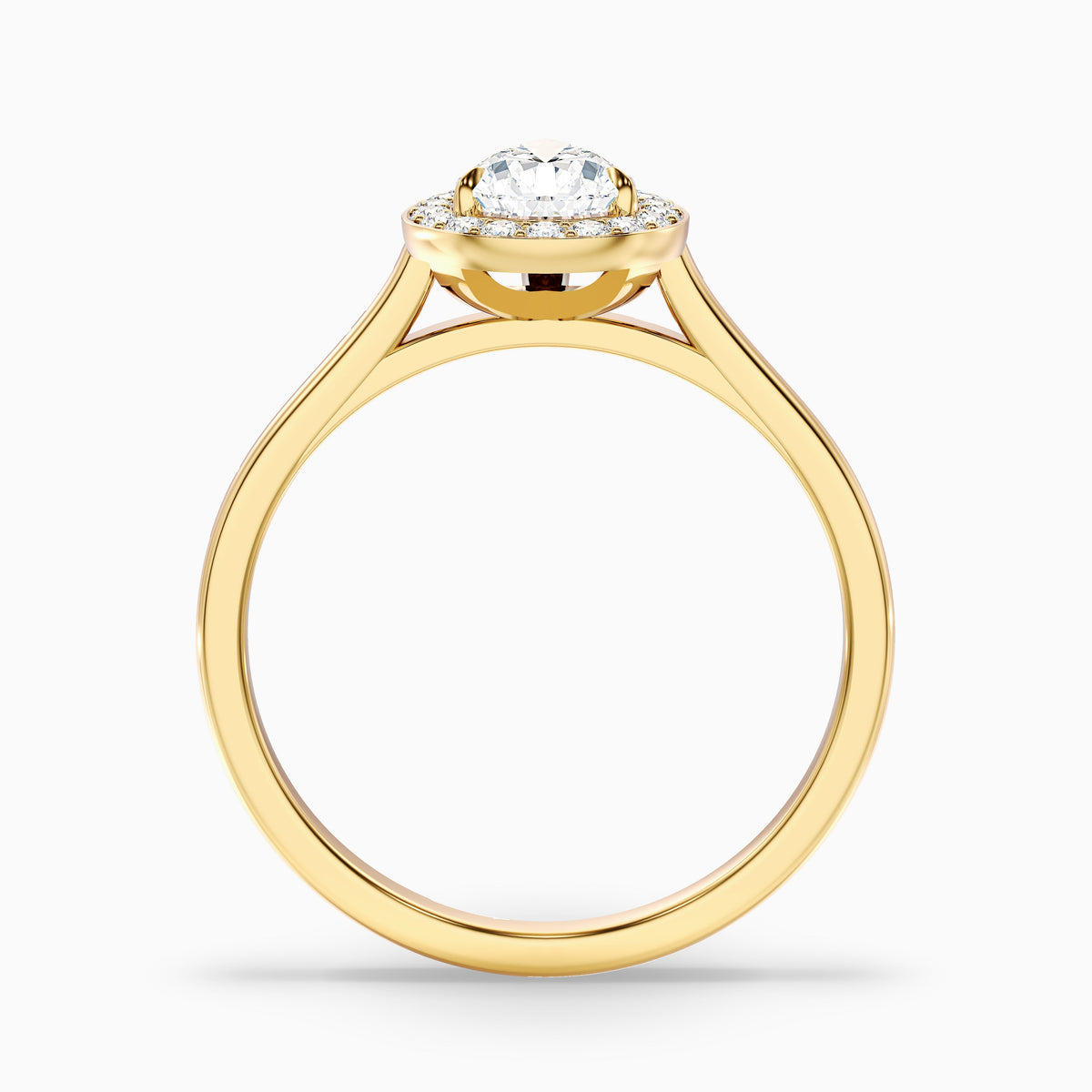 Siya 2.5 Carat Pear Halo Moissanite Engagement Ring in 10k Yellow Gold