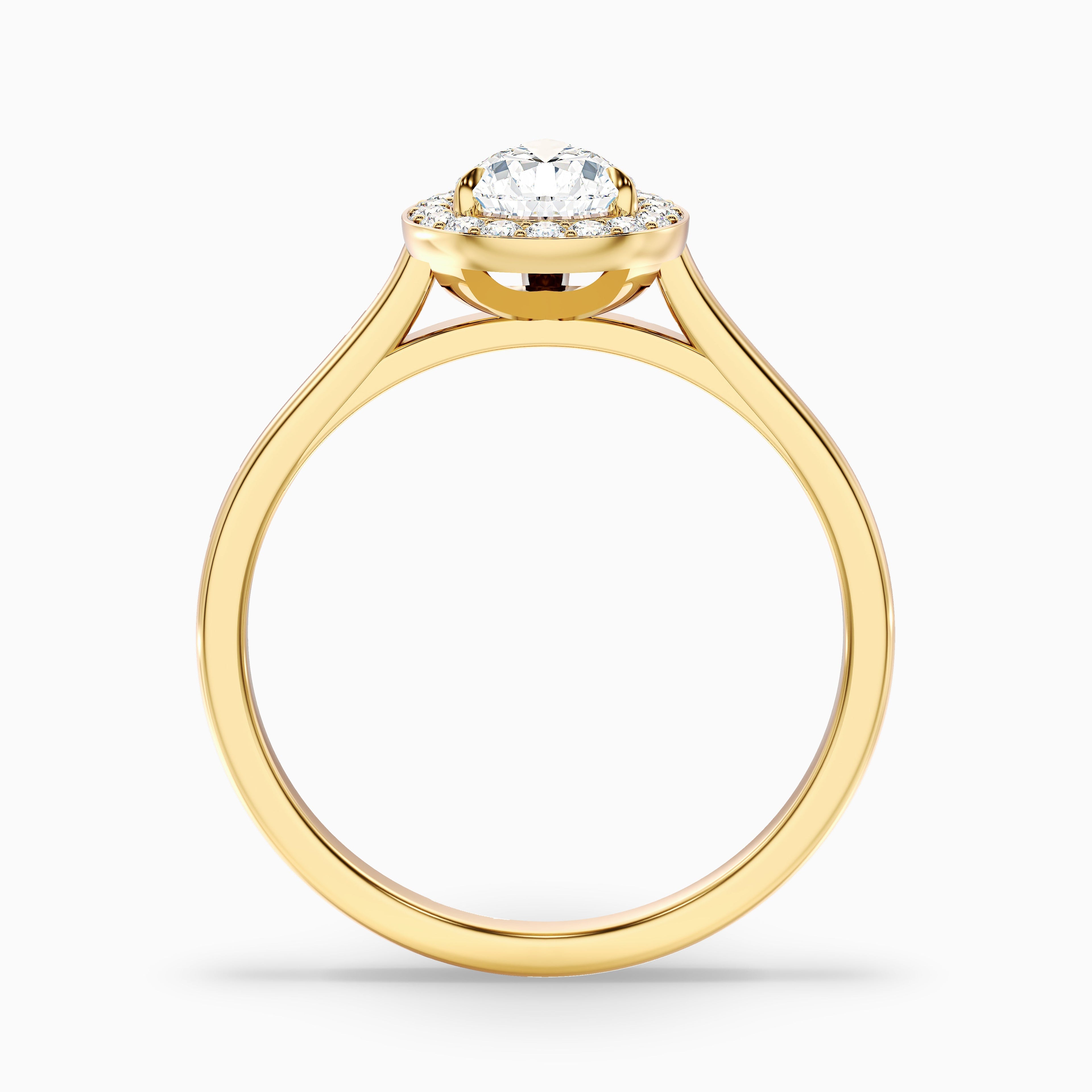 Siya 3.5 Carat Pear Halo Moissanite Engagement Ring in 18k Yellow Gold