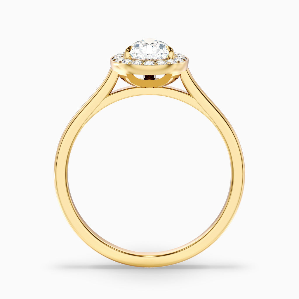 Siya 5 Carat Pear Halo Moissanite Engagement Ring in 14k Yellow Gold