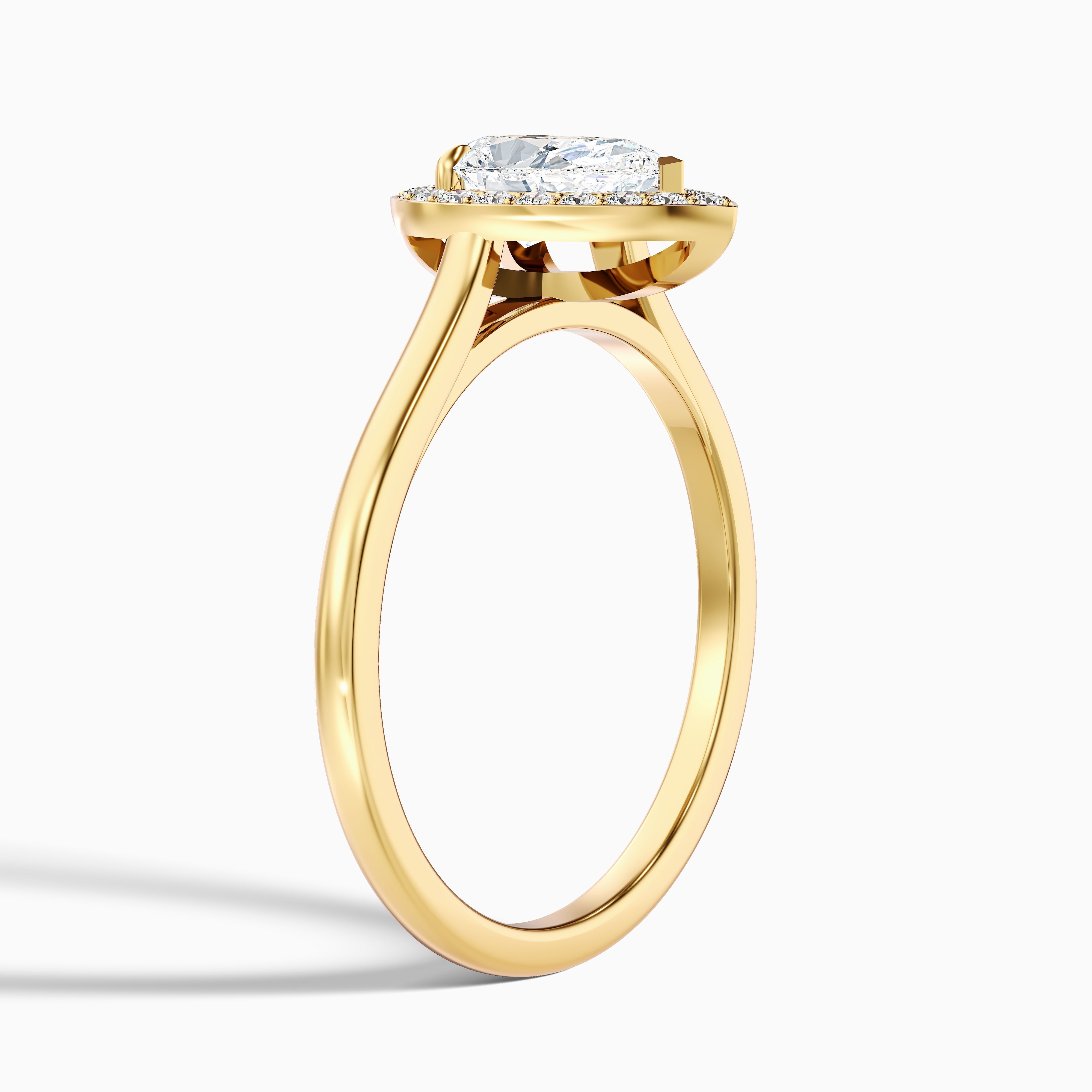 Siya 2 Carat Pear Halo Moissanite Engagement Ring in 18k White Gold