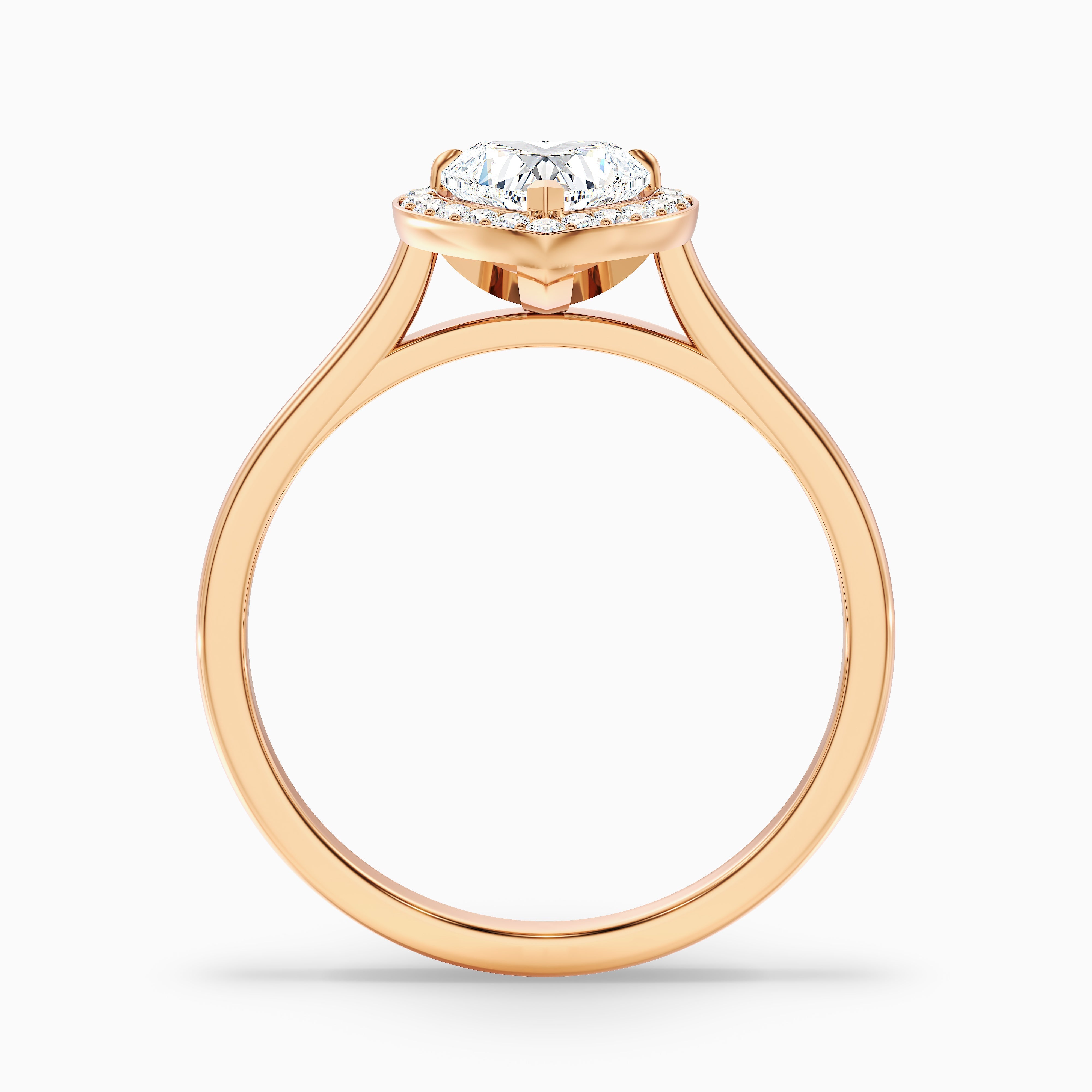 Nyla 5 Carat Heart Halo Moissanite Engagement Ring in 10k Rose Gold