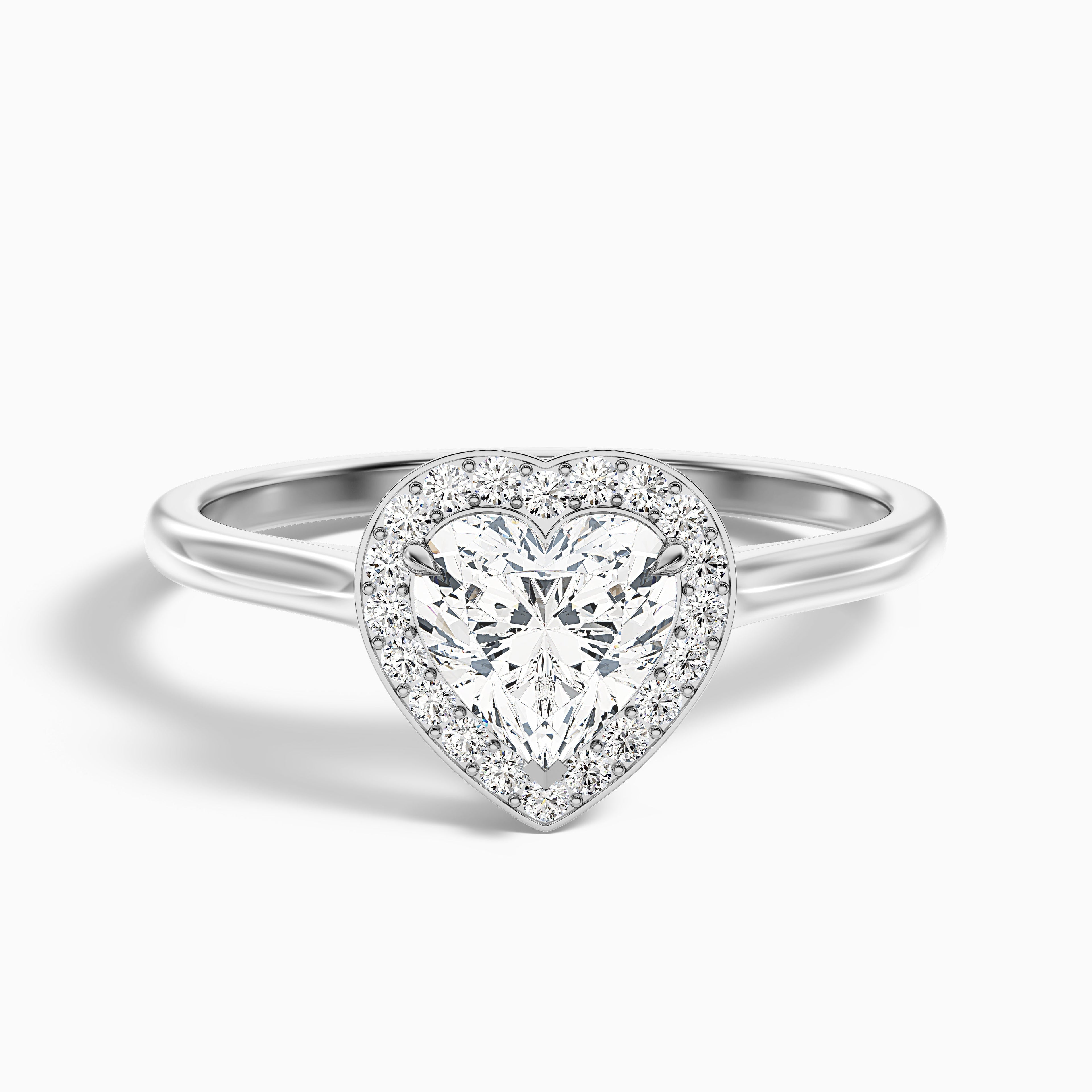 Nyla 3.5 Carat Heart Halo Moissanite Engagement Ring in 14k Yellow Gold