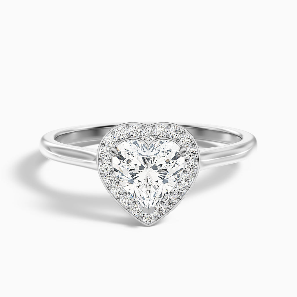 Nyla 5 Carat Heart Halo Moissanite Engagement Ring in 14k White Gold