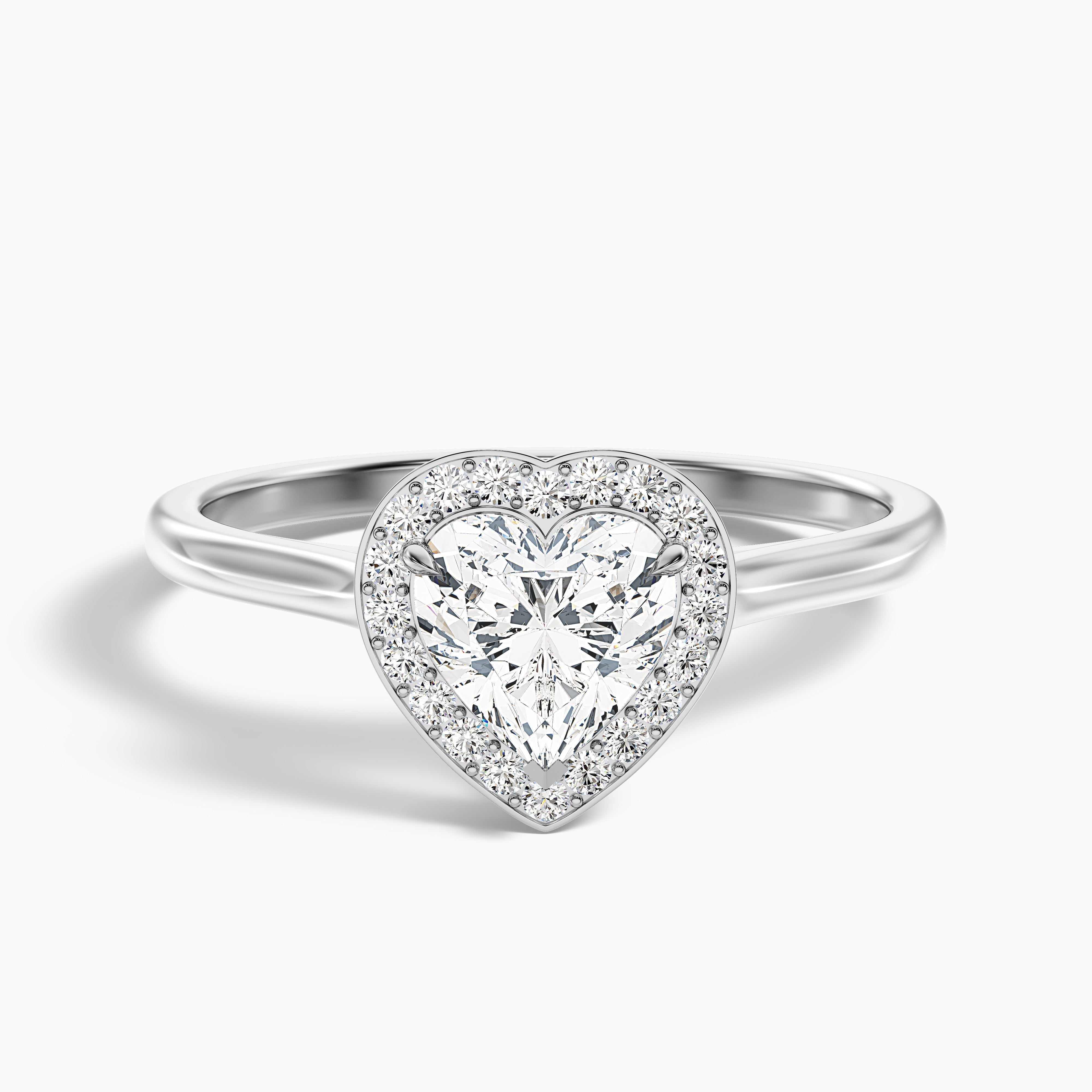 Nyla 5 Carat Heart Halo Moissanite Engagement Ring in 10k White Gold