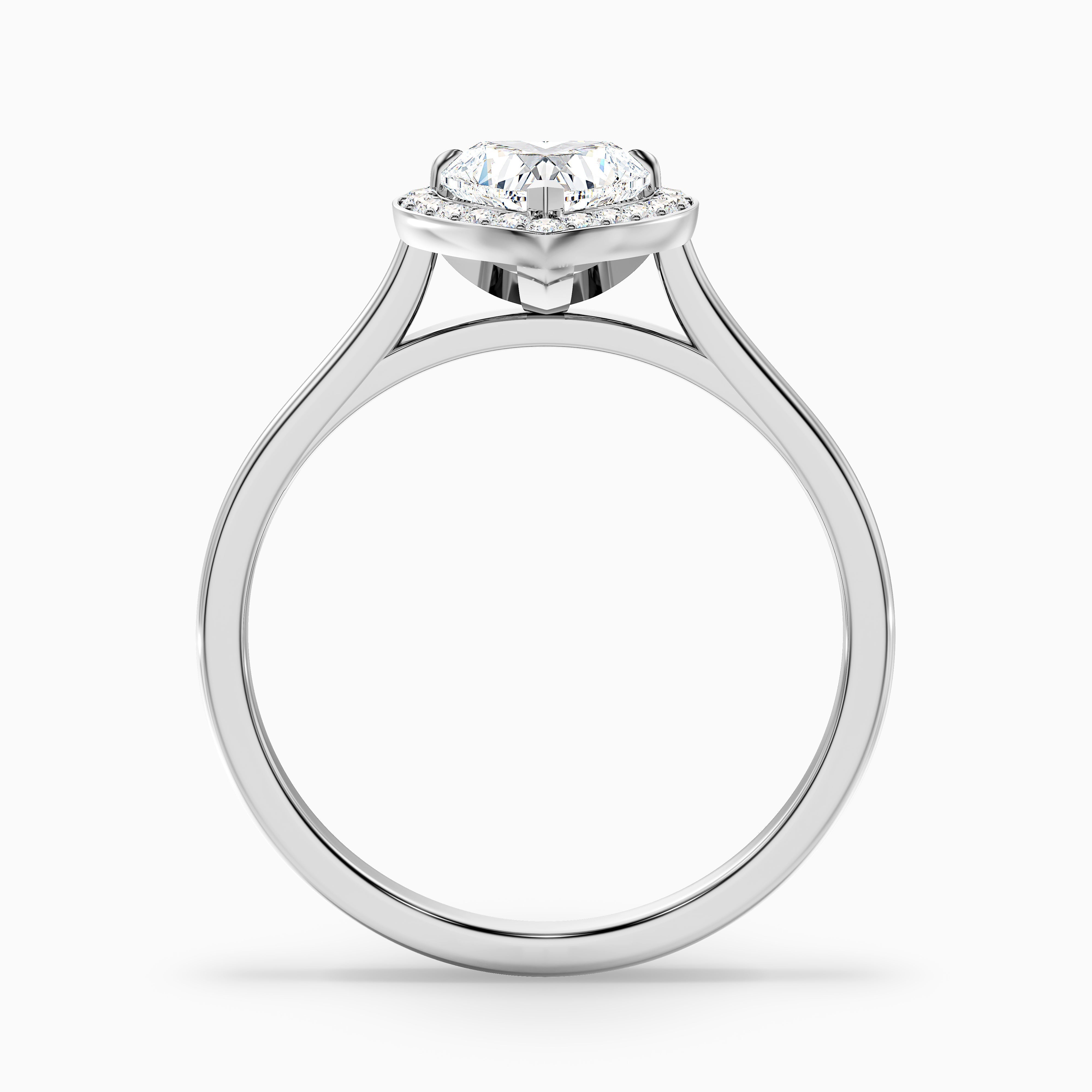 Nyla 3.5 Carat Heart Halo Moissanite Engagement Ring in 18k White Gold