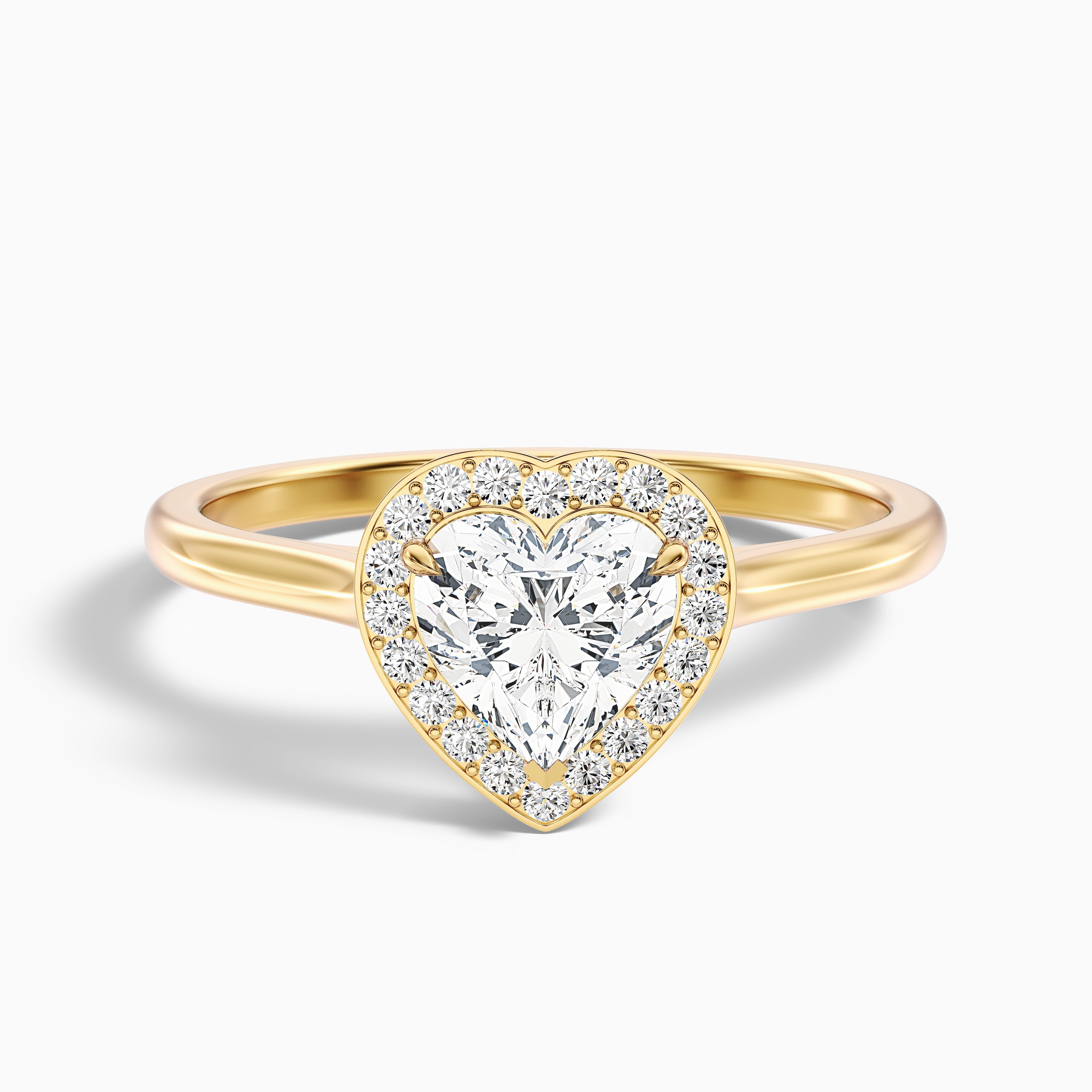 Nyla 4.5 Carat Heart Halo Moissanite Engagement Ring in 18k Yellow Gold