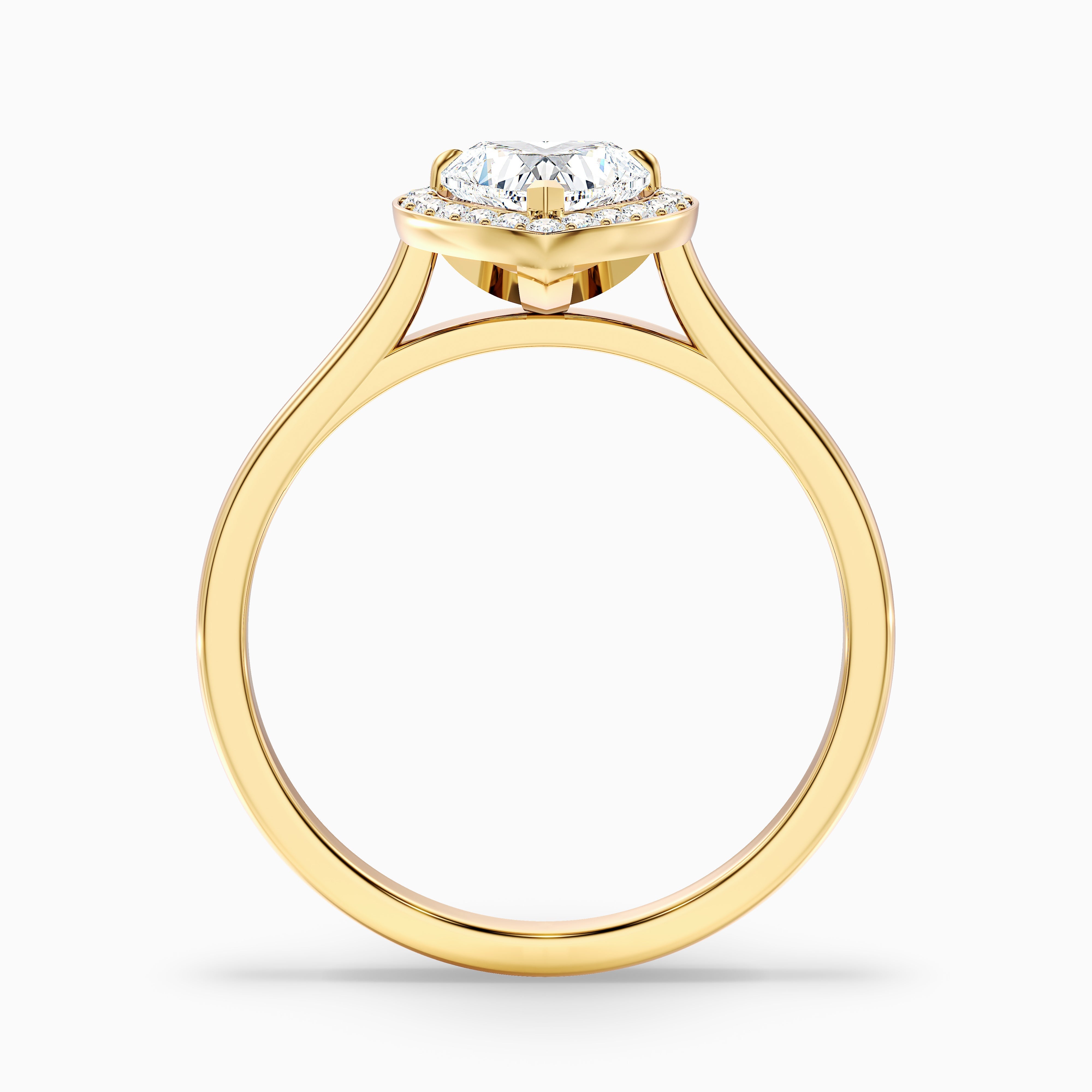 Nyla 5 Carat Heart Halo Moissanite Engagement Ring in 18k Yellow Gold