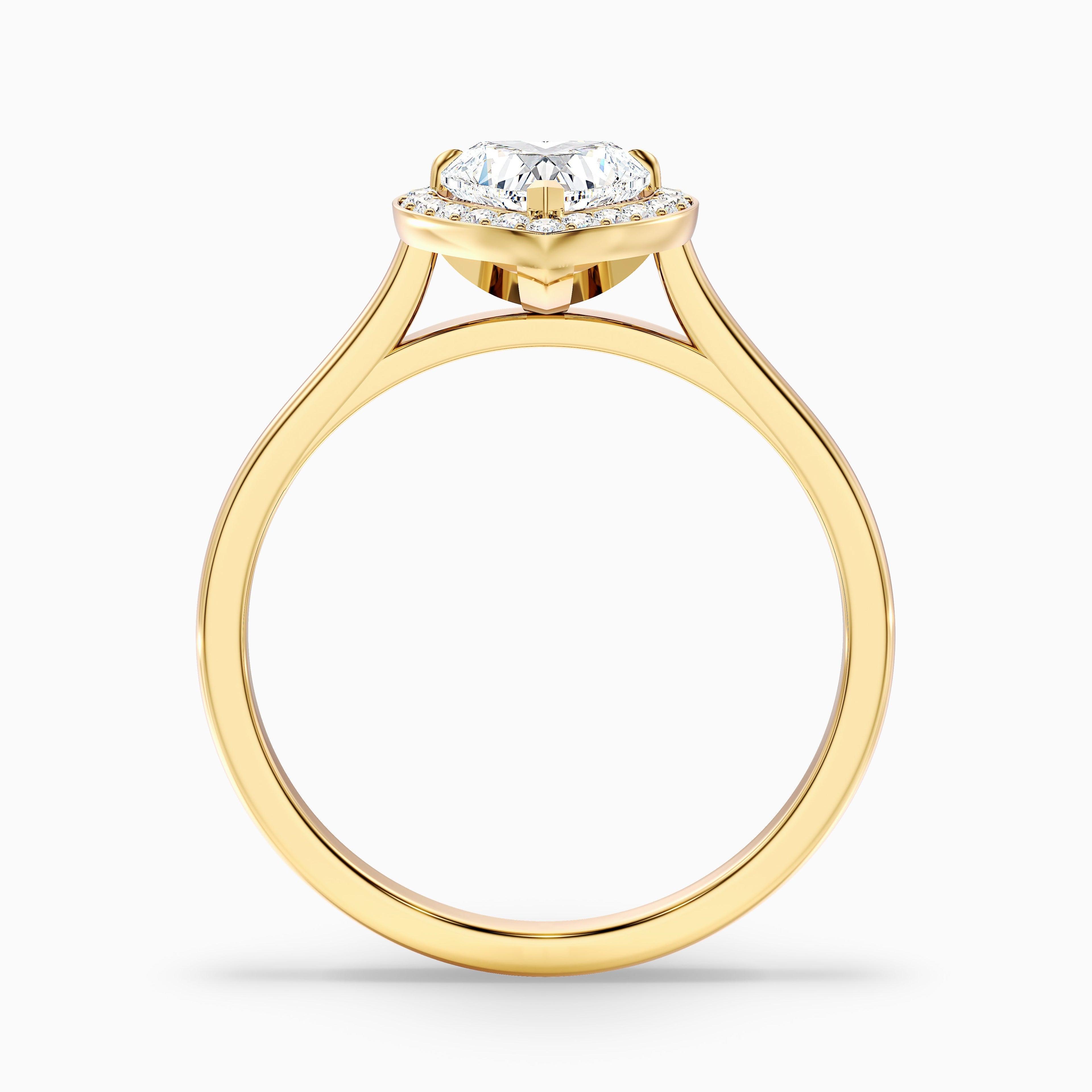 Nyla 1.5 Carat Heart Halo Moissanite Engagement Ring in 18k Yellow Gold