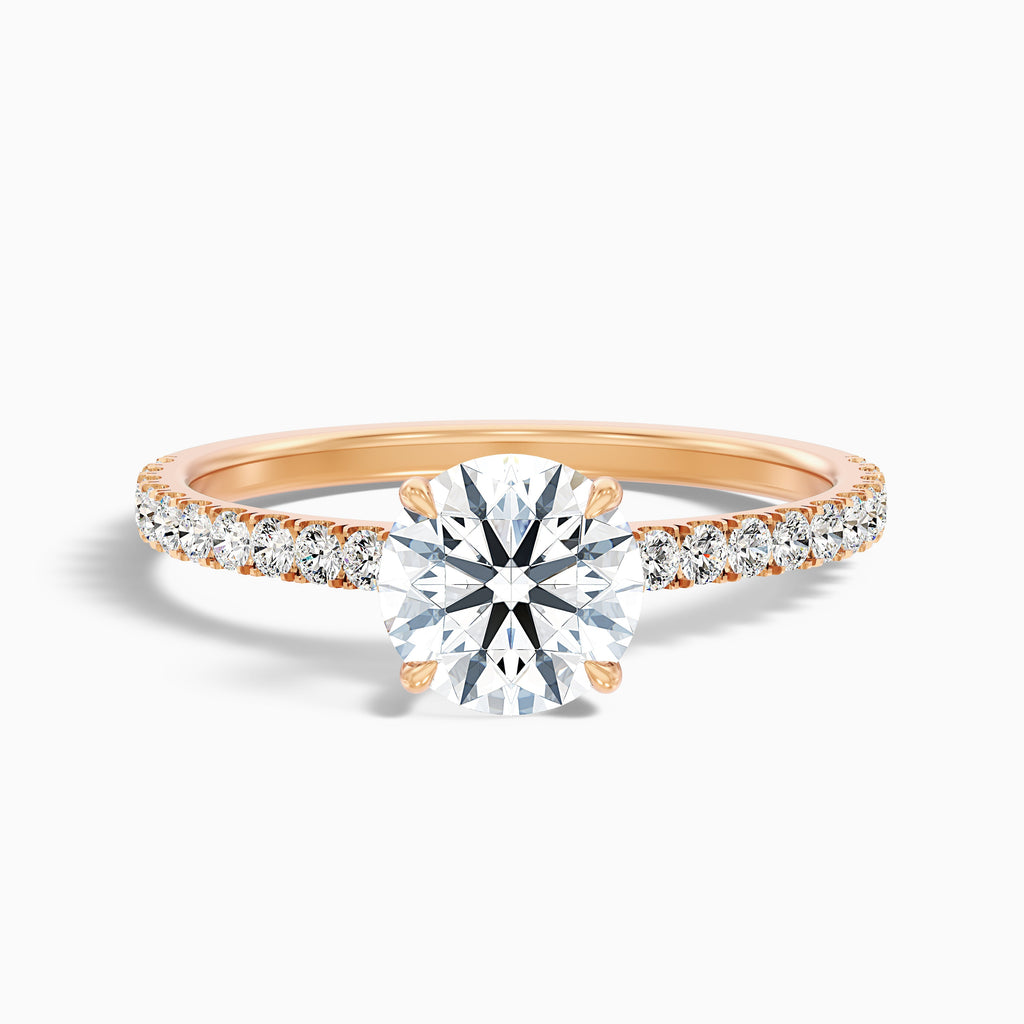 Zola 4 Carat Round Side Stone Pave Moissanite Engagement Ring in 14k White Gold