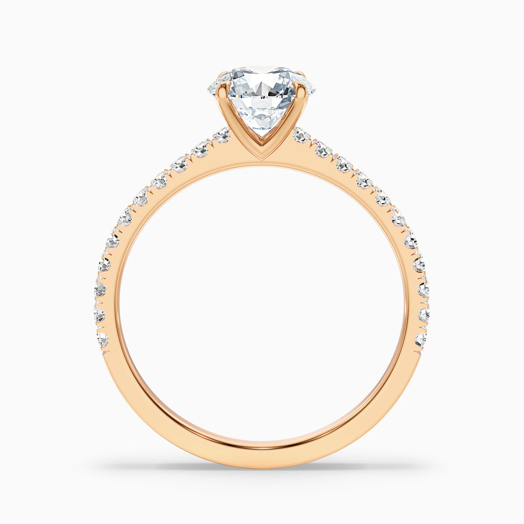 Zola 2 Carat Round Side Stone Pave Moissanite Engagement Ring in 10k Rose Gold