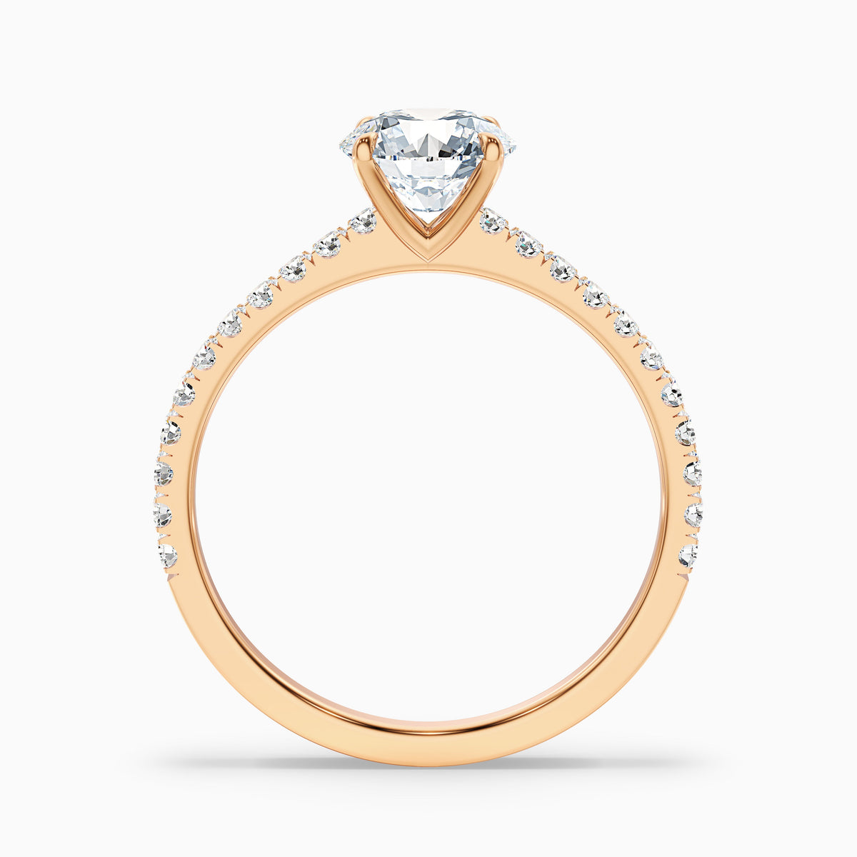 Zola 4 Carat Round Side Stone Pave Moissanite Engagement Ring in 14k Yellow Gold