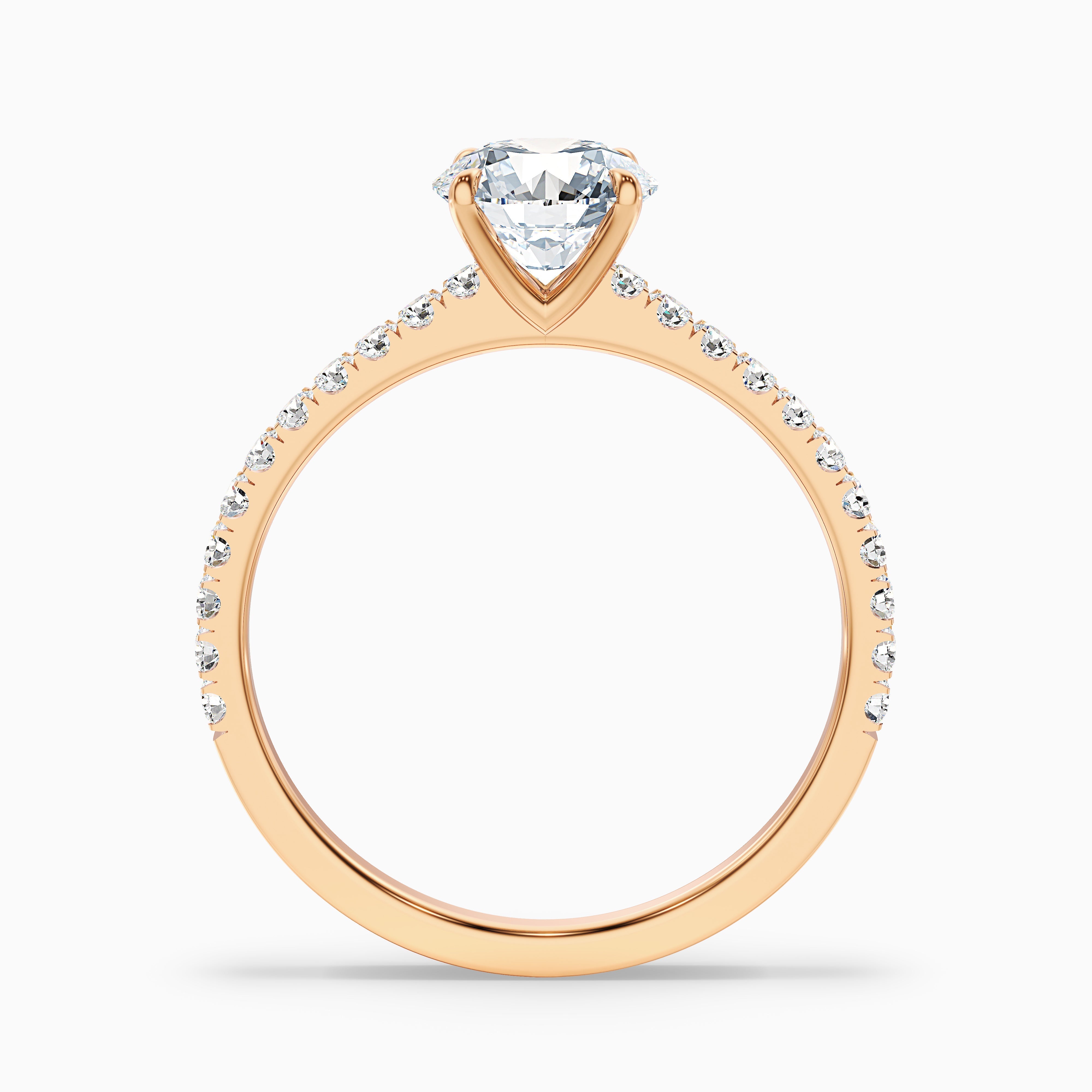 Zola 5.5 Carat Round Side Stone Pave Moissanite Engagement Ring in 14k Rose Gold