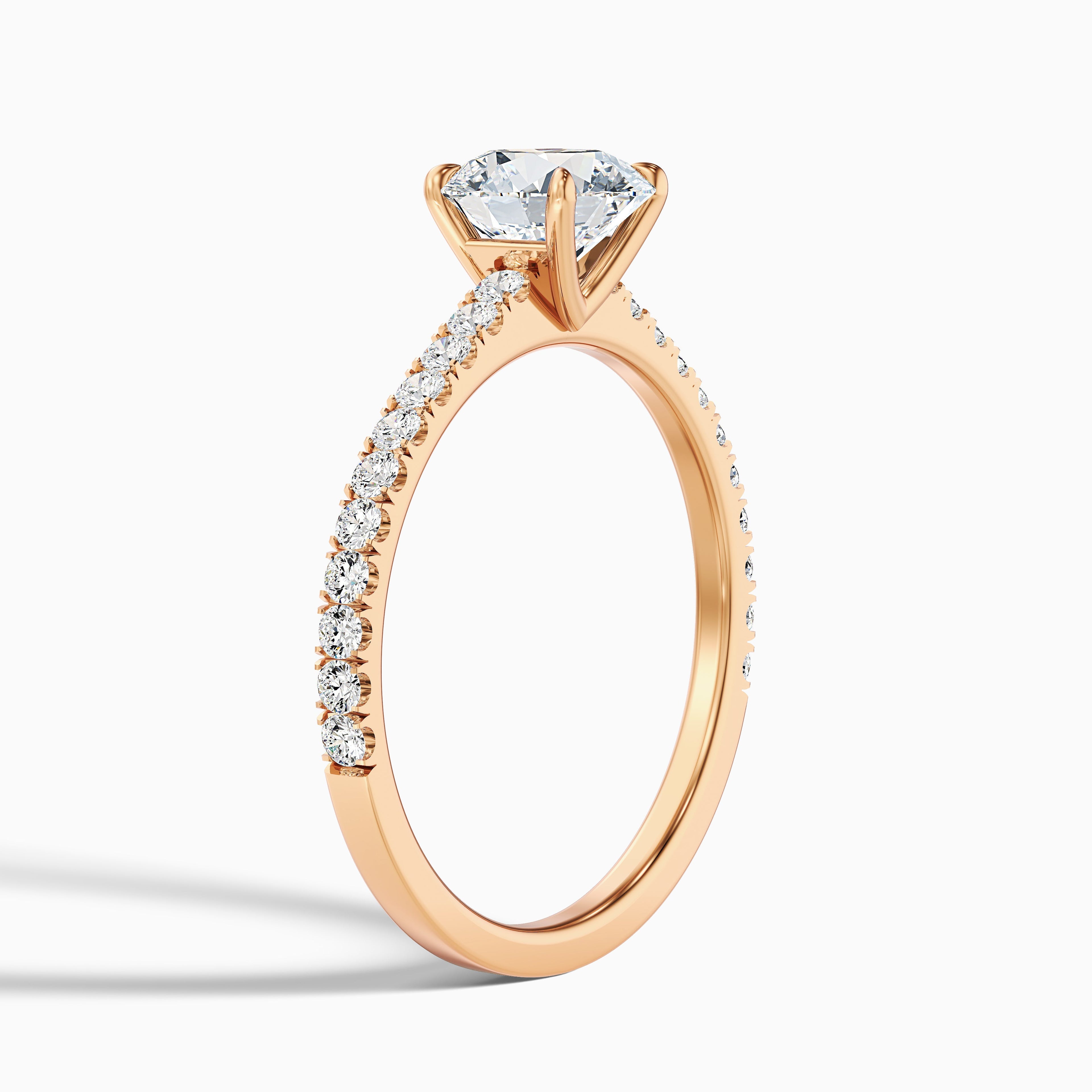 Zola 2 Carat Round Side Stone Pave Moissanite Engagement Ring in 18k White Gold