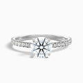Zola 4 Carat Round Side Stone Pave Moissanite Engagement Ring in 10k White Gold