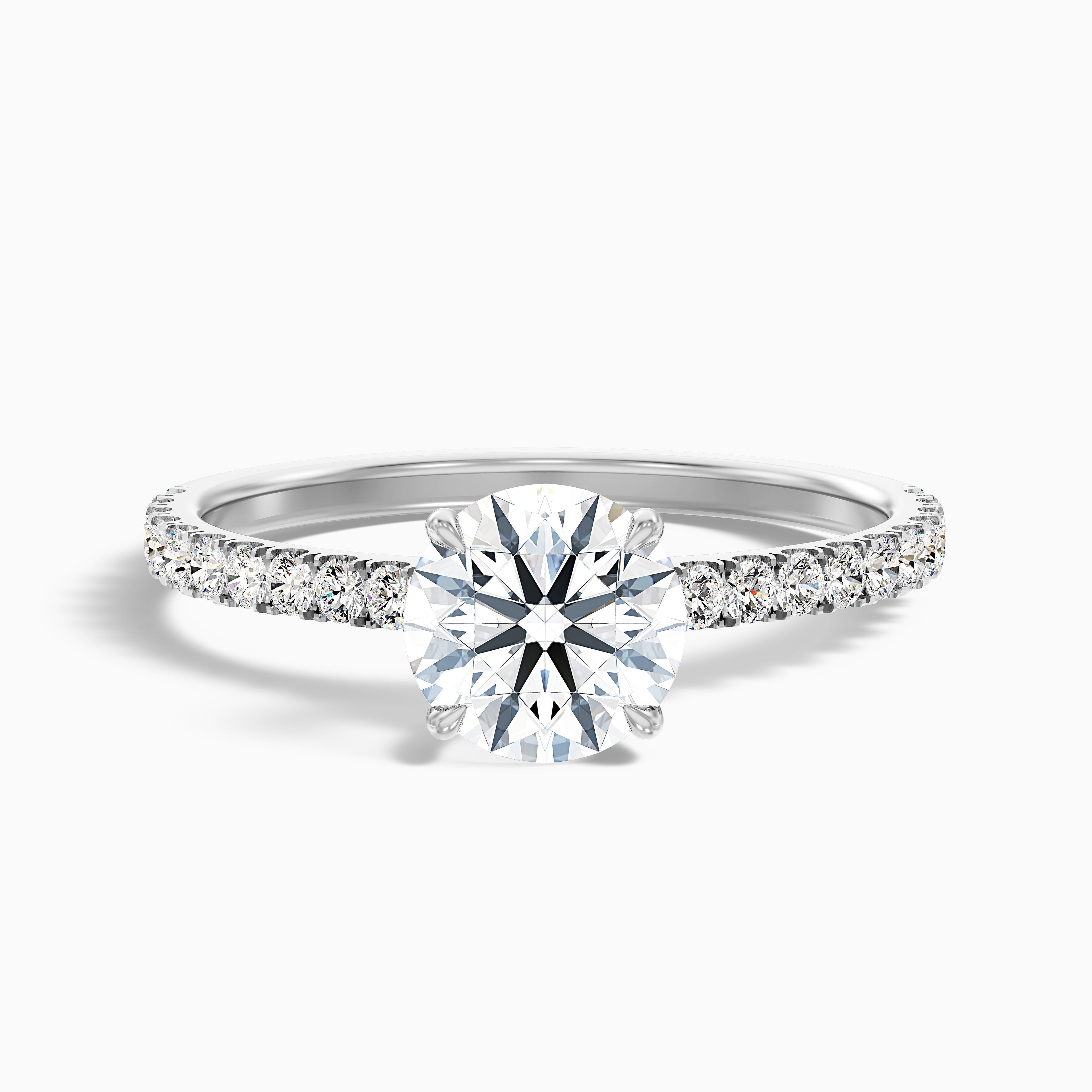 Zola 5.5 Carat Round Side Stone Pave Moissanite Engagement Ring in 10k White Gold