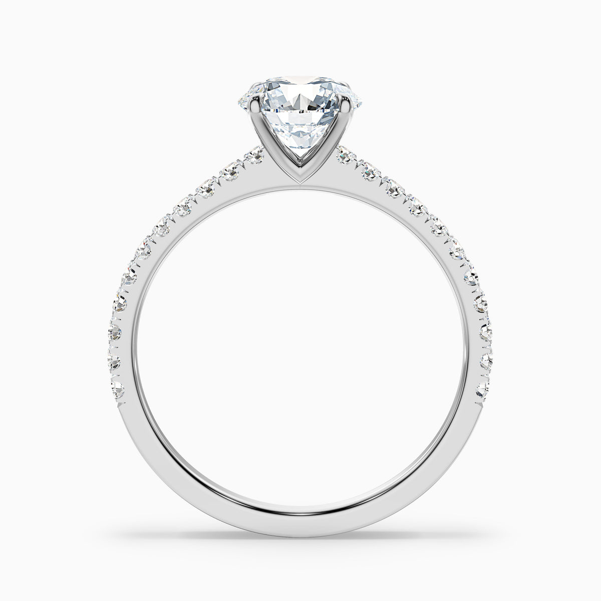 Zola 3 Carat Round Side Stone Pave Moissanite Engagement Ring in 10k Yellow Gold