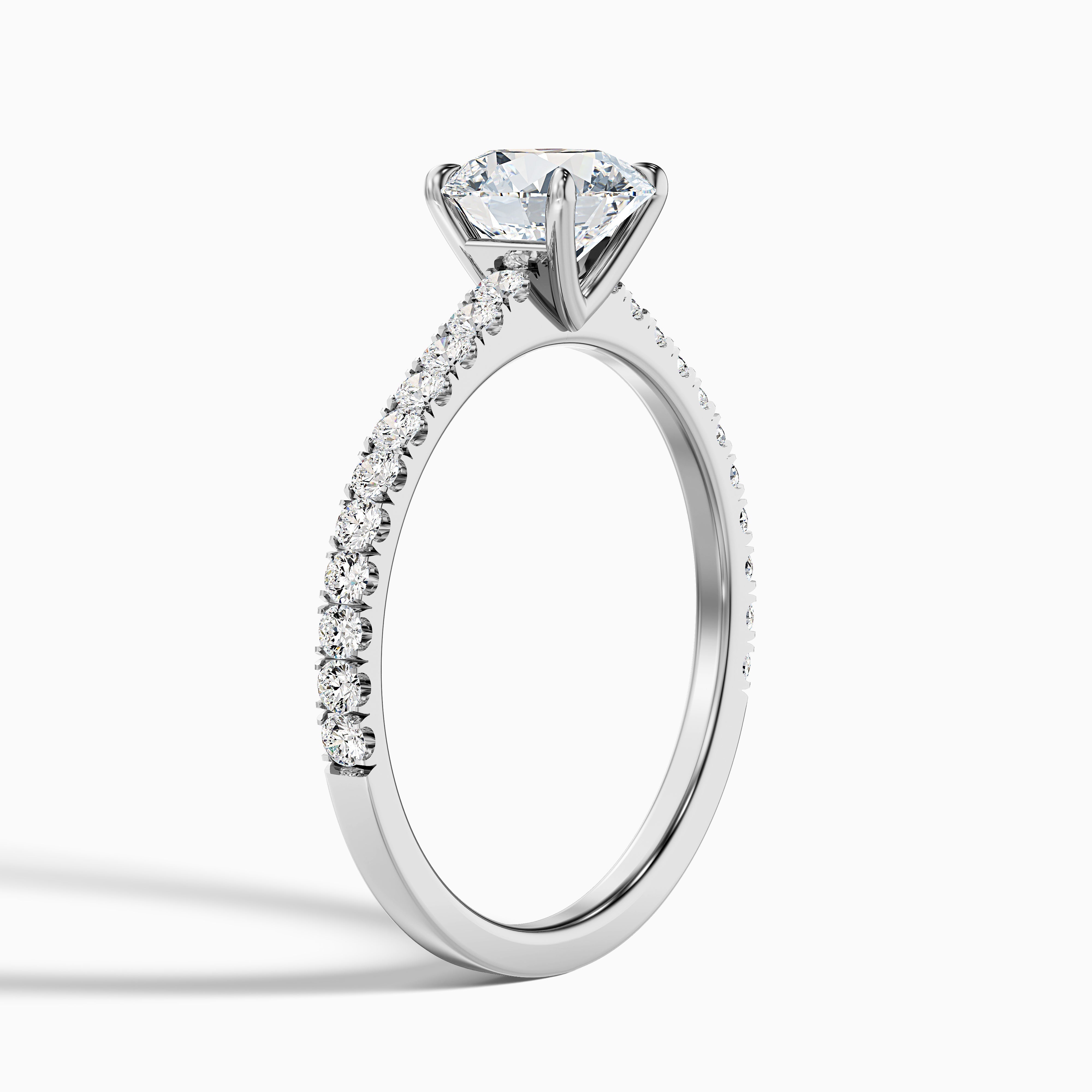 Zola 2 Carat Round Side Stone Pave Moissanite Engagement Ring in Platinum