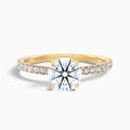 Zola 5 Carat Round Side Stone Pave Moissanite Engagement Ring in 14k Yellow Gold