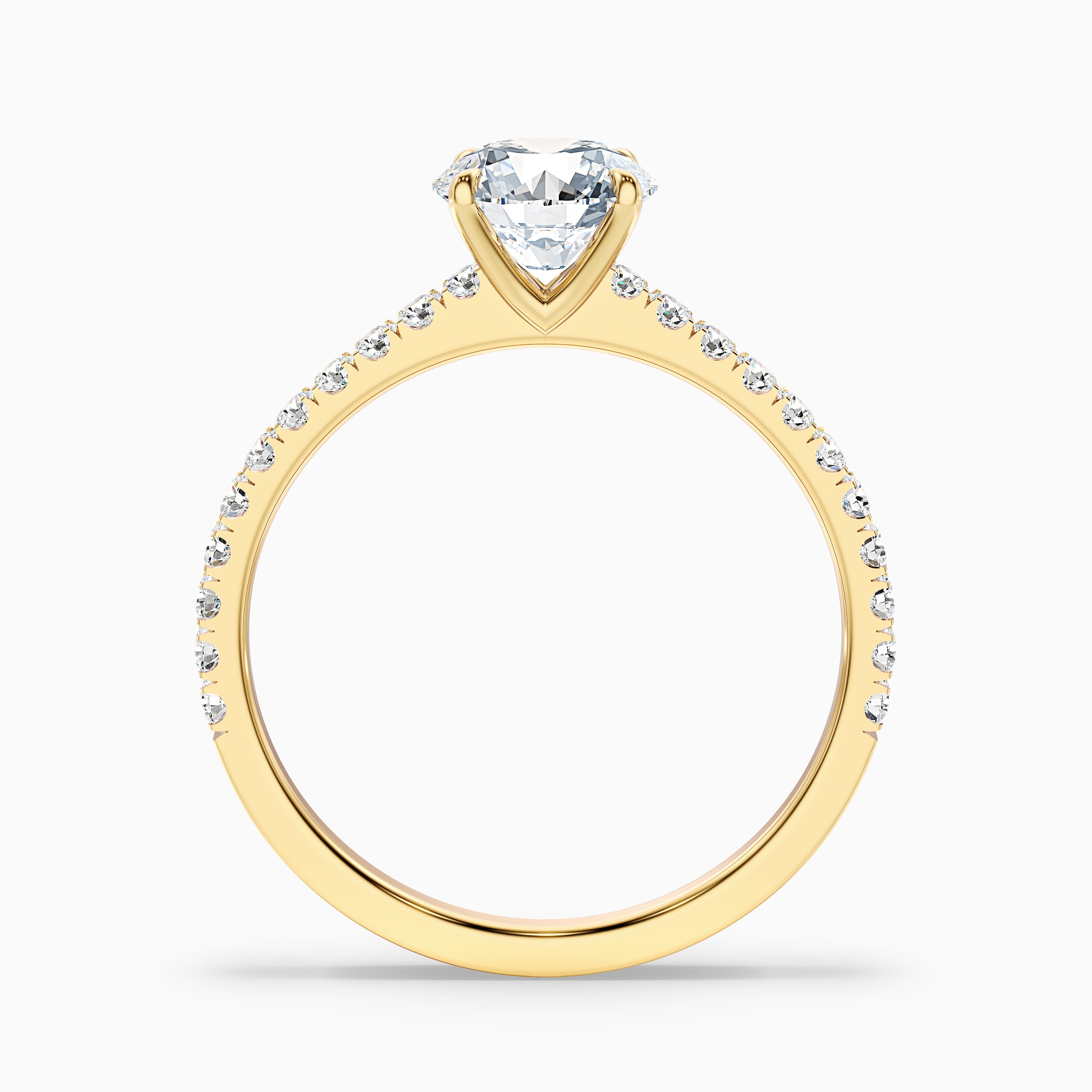 Zola 4.5 Carat Round Side Stone Pave Moissanite Engagement Ring in 18k Yellow Gold