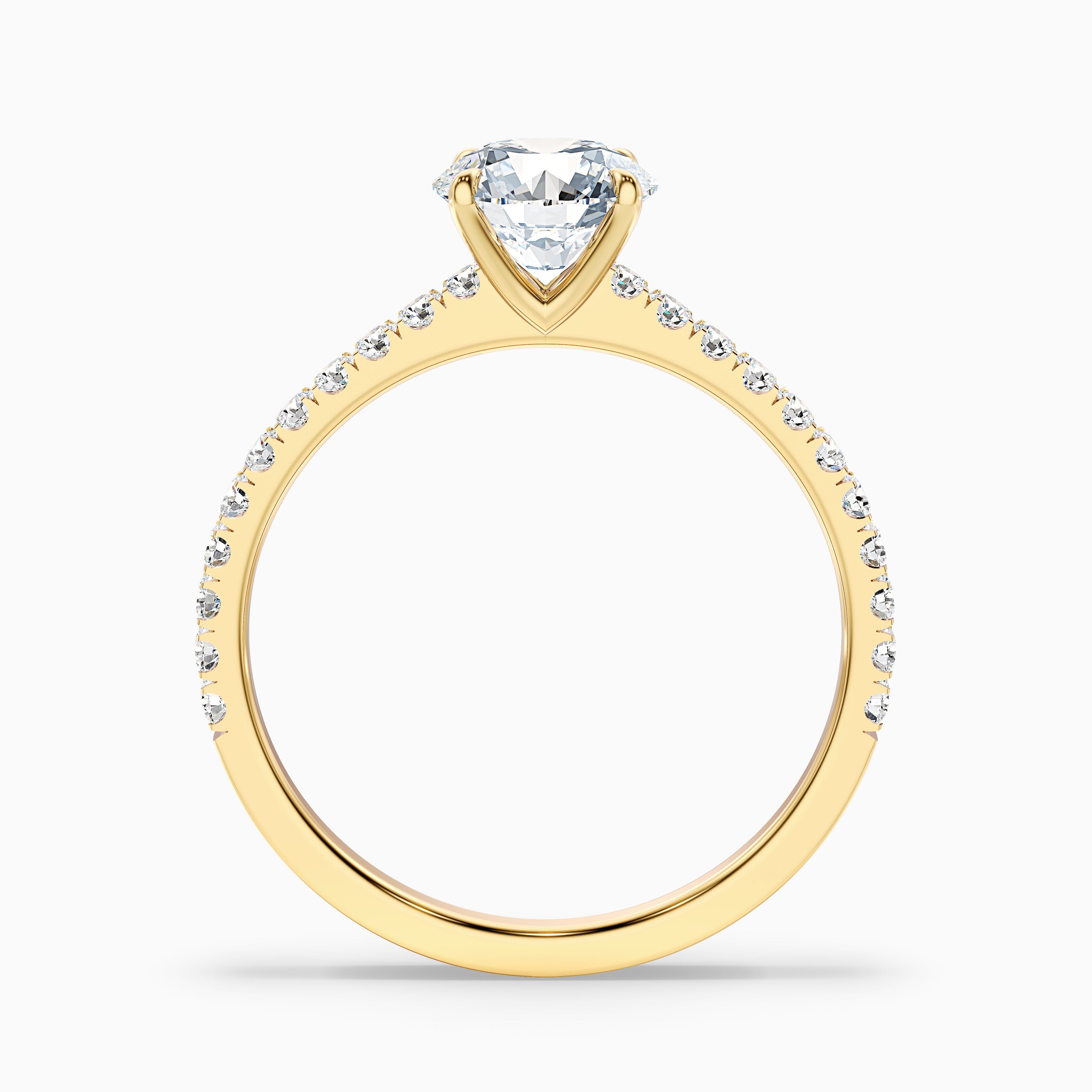 Zola 2 Carat Round Side Stone Pave Moissanite Engagement Ring in 10k Rose Gold