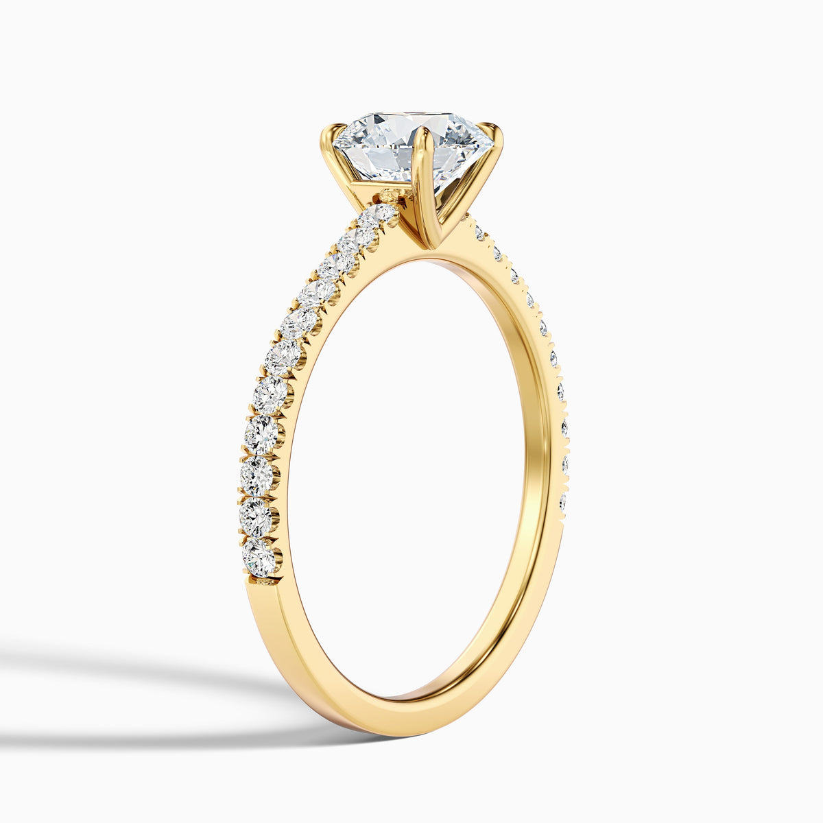 Zola 1 Carat Round Side Stone Pave Moissanite Engagement Ring in 10k Rose Gold