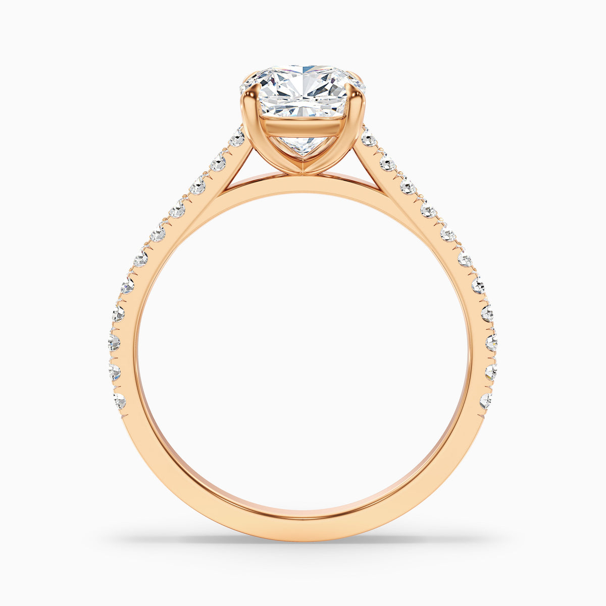 Mary 3.5 Carat Cushion Cut Side Stone Pave Moissanite Engagement Ring in 14k White Gold