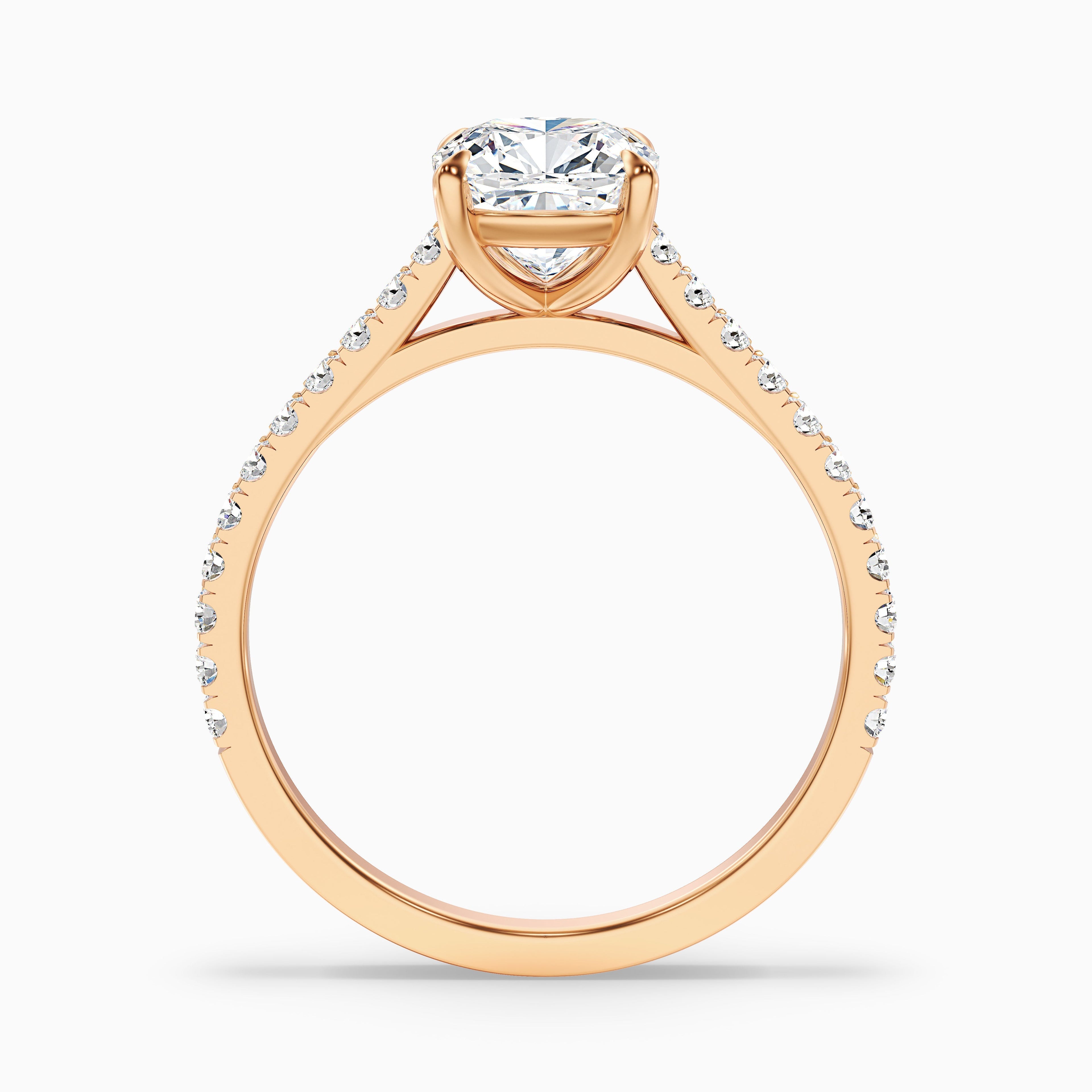 Mary 4 Carat Cushion Cut Side Stone Pave Moissanite Engagement Ring in 18k Yellow Gold