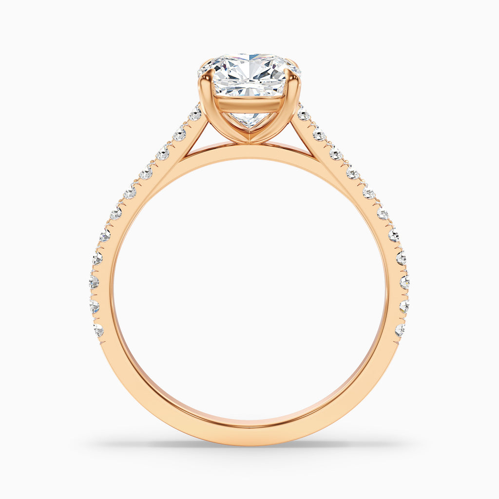 Mary 1.5 Carat Cushion Cut Side Stone Pave Moissanite Engagement Ring in 10k White Gold