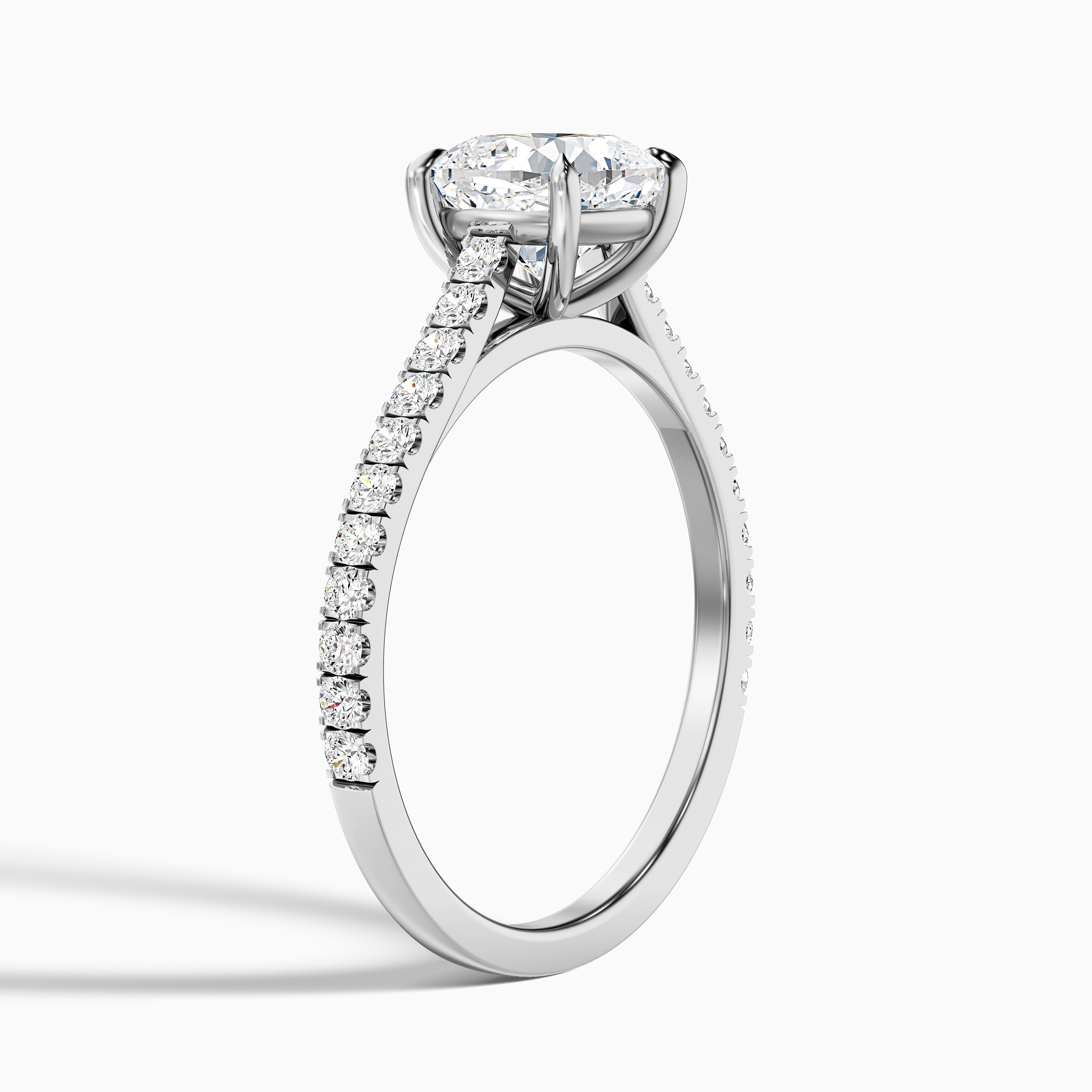 Mary 2.5 Carat Cushion Cut Side Stone Pave Moissanite Engagement Ring in 10k White Gold