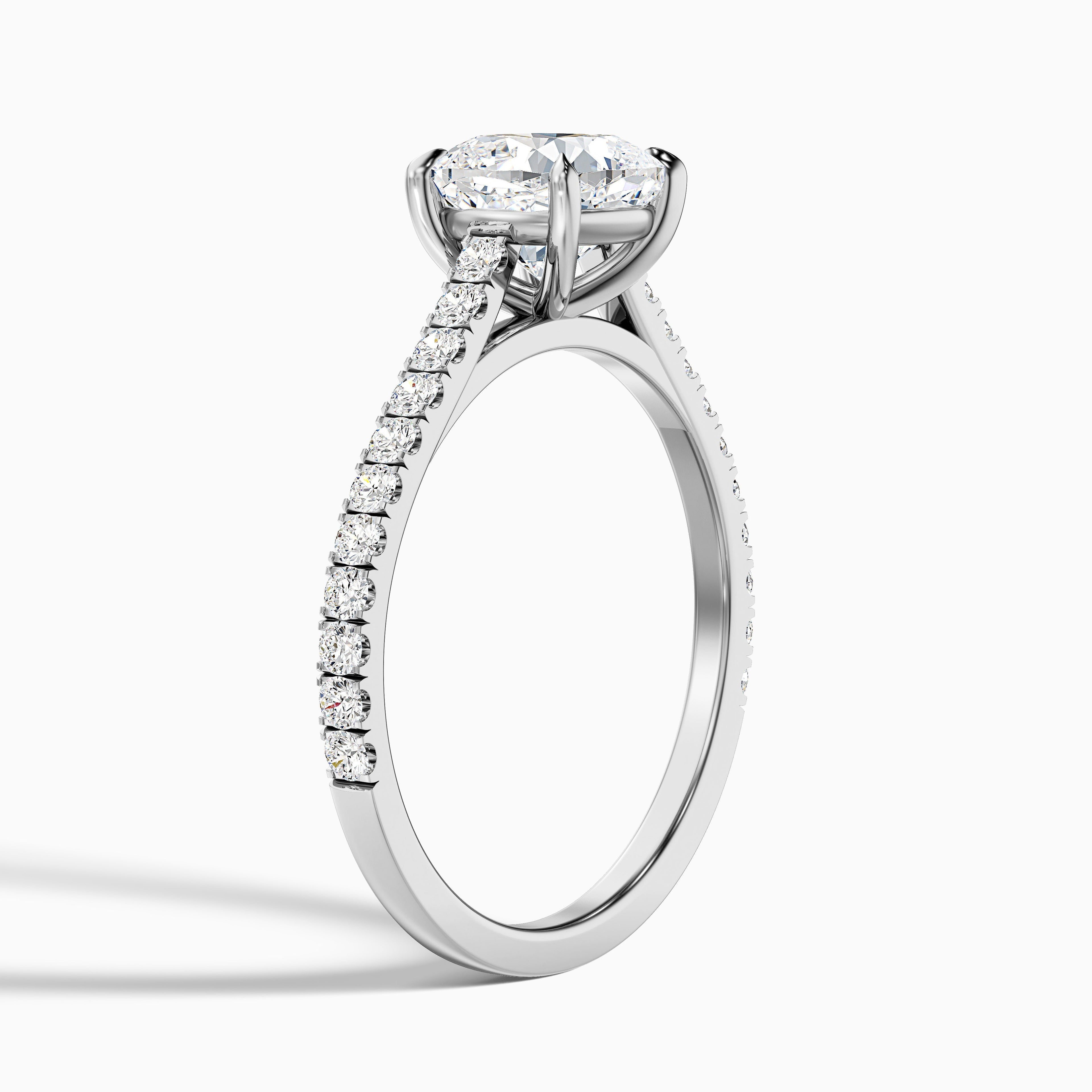 Mary 2.5 Carat Cushion Cut Side Stone Pave Moissanite Engagement Ring in 10k Yellow Gold