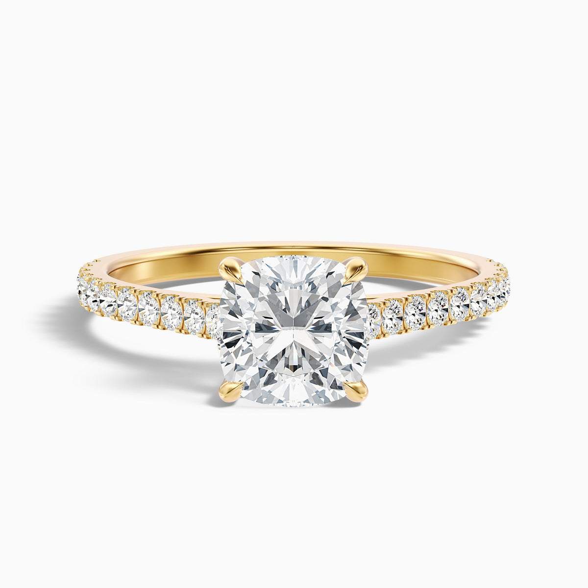 Mary 4.5 Carat Cushion Cut Side Stone Pave Moissanite Engagement Ring in 14k White Gold