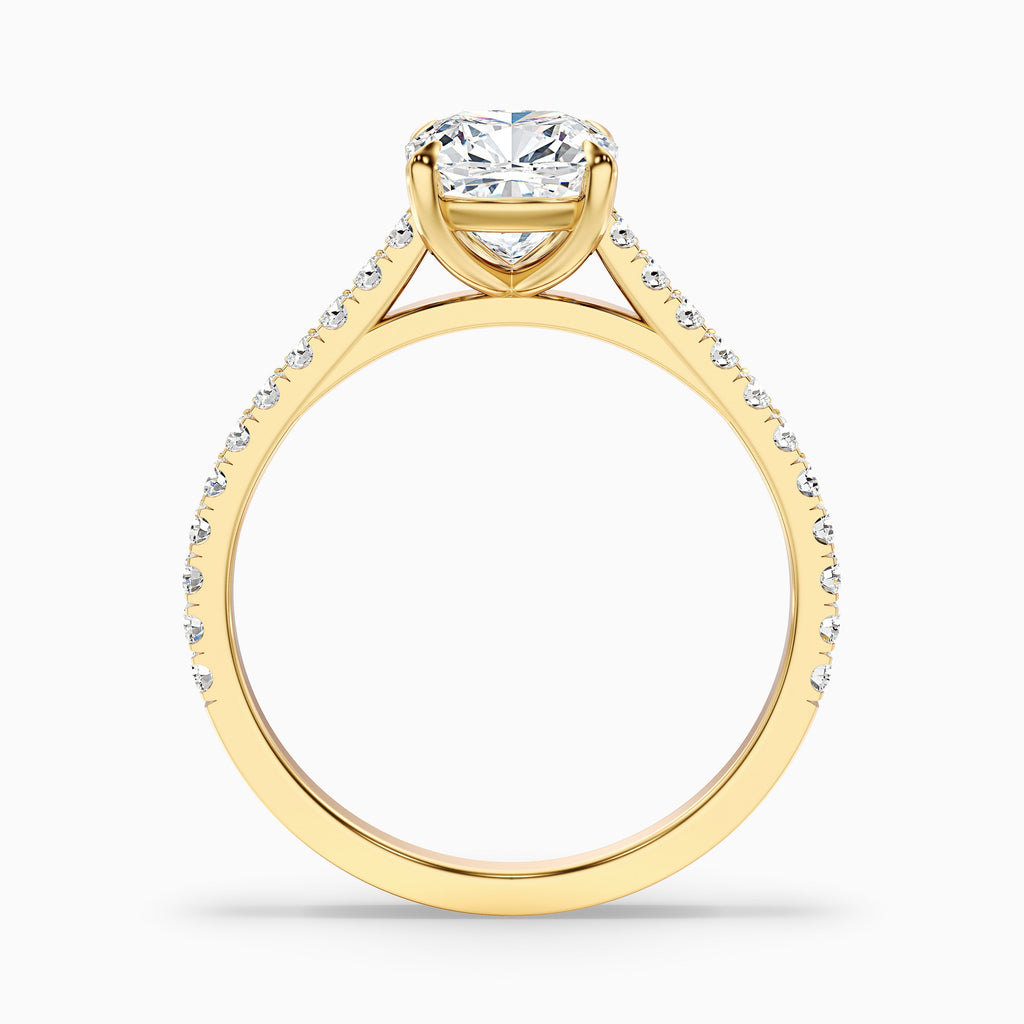 Mary 1.5 Carat Cushion Cut Side Stone Pave Moissanite Engagement Ring in Platinum