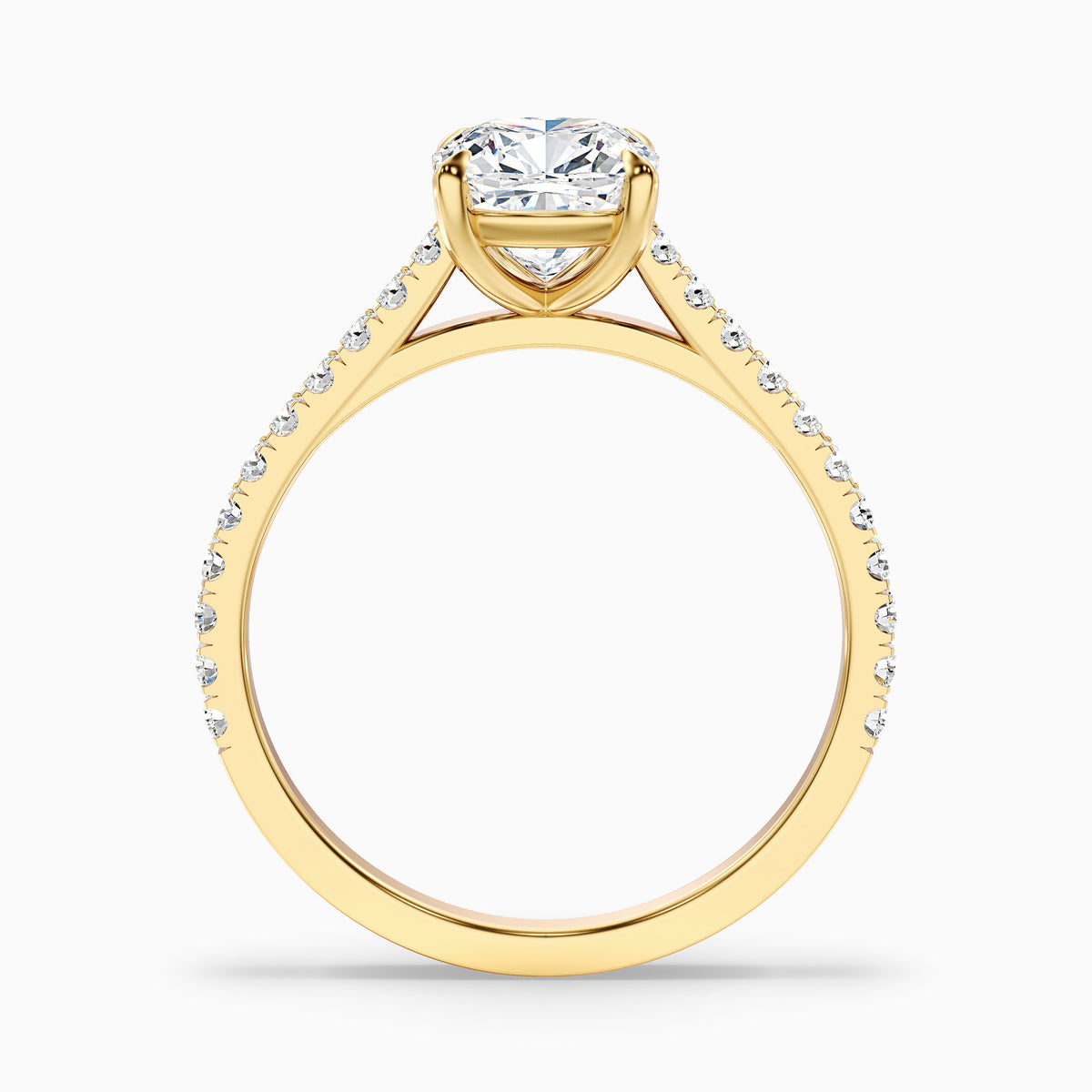 Mary 4.5 Carat Cushion Cut Side Stone Pave Moissanite Engagement Ring in 14k White Gold