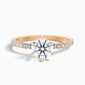 Lyra 5.5 Carat Round Side Stone Pave Moissanite Engagement Ring in 14k Rose Gold