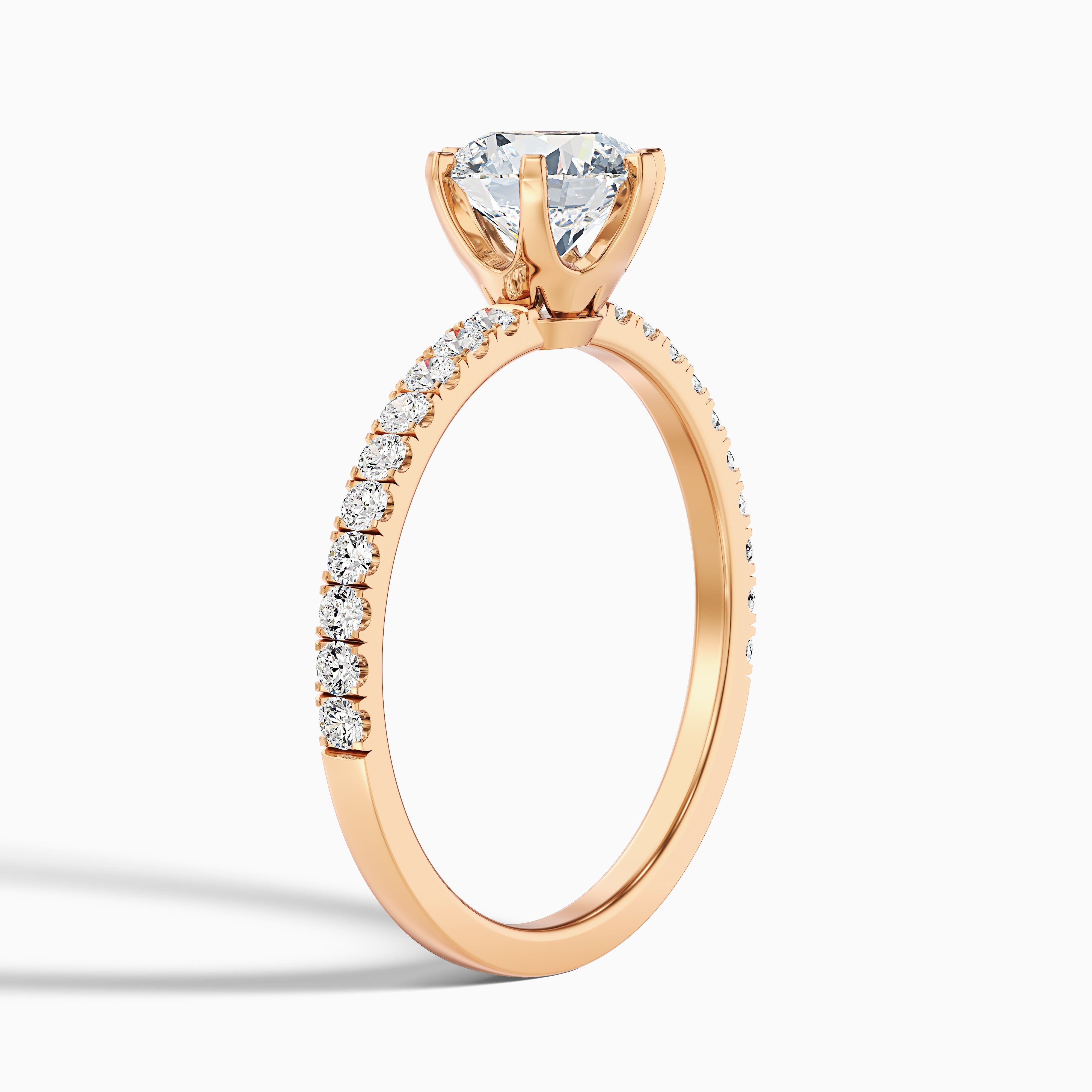Lyra 3.5 Carat Round Side Stone Pave Moissanite Engagement Ring in Platinum